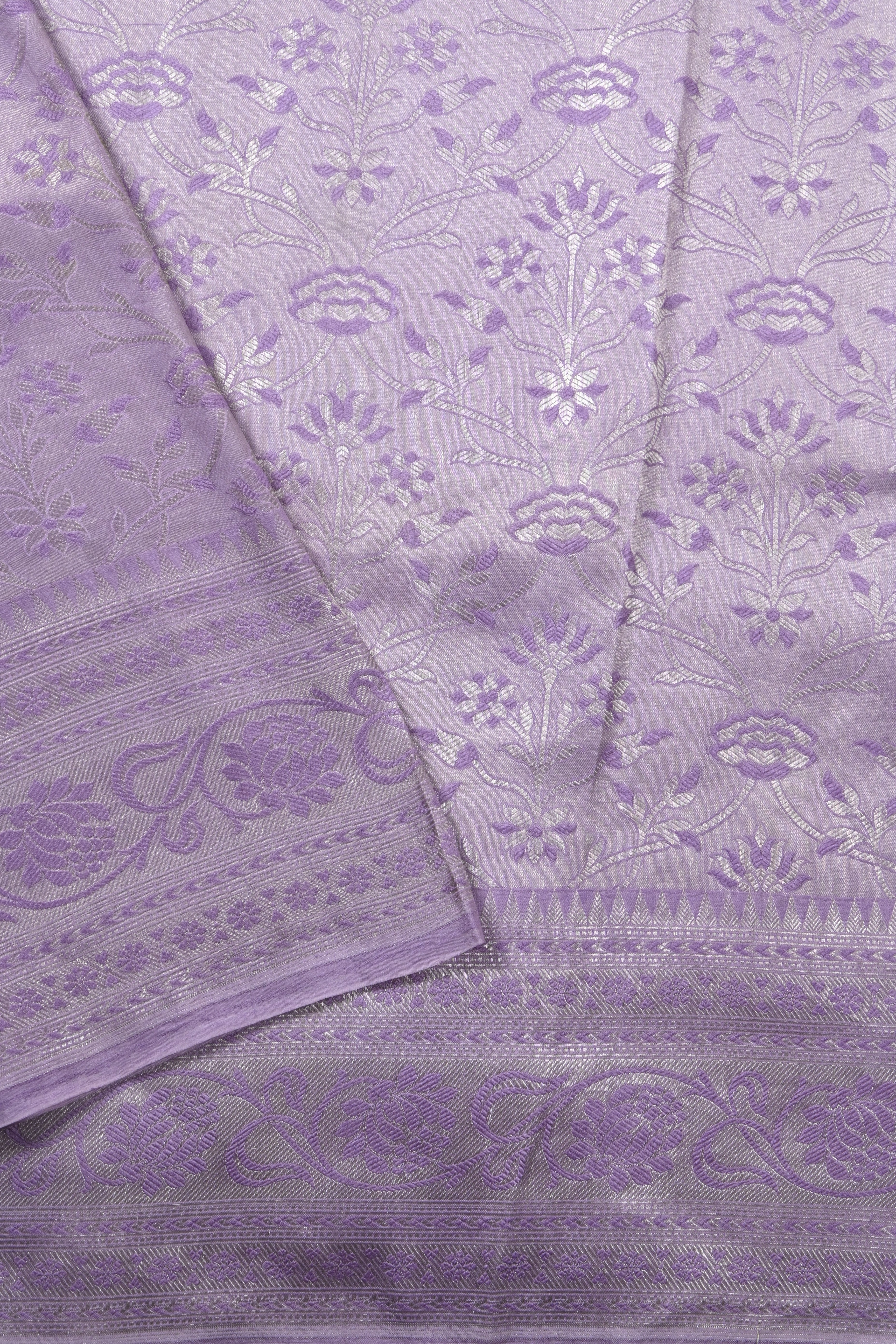 Purple Pure Banarasi Katan Tissue Silk Saree
