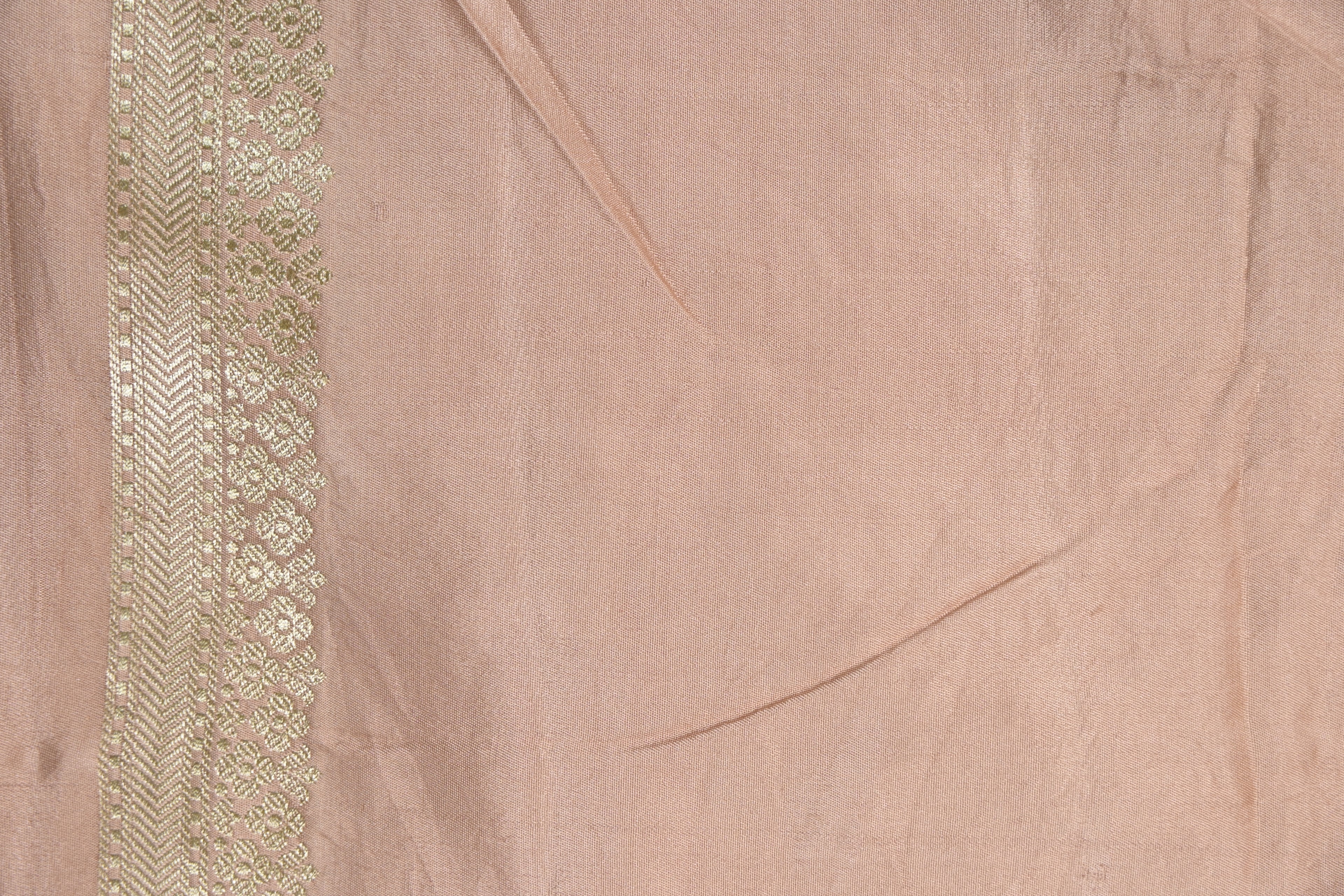 Moose Brown Pure Banarasi Satin Mashru Silk Saree