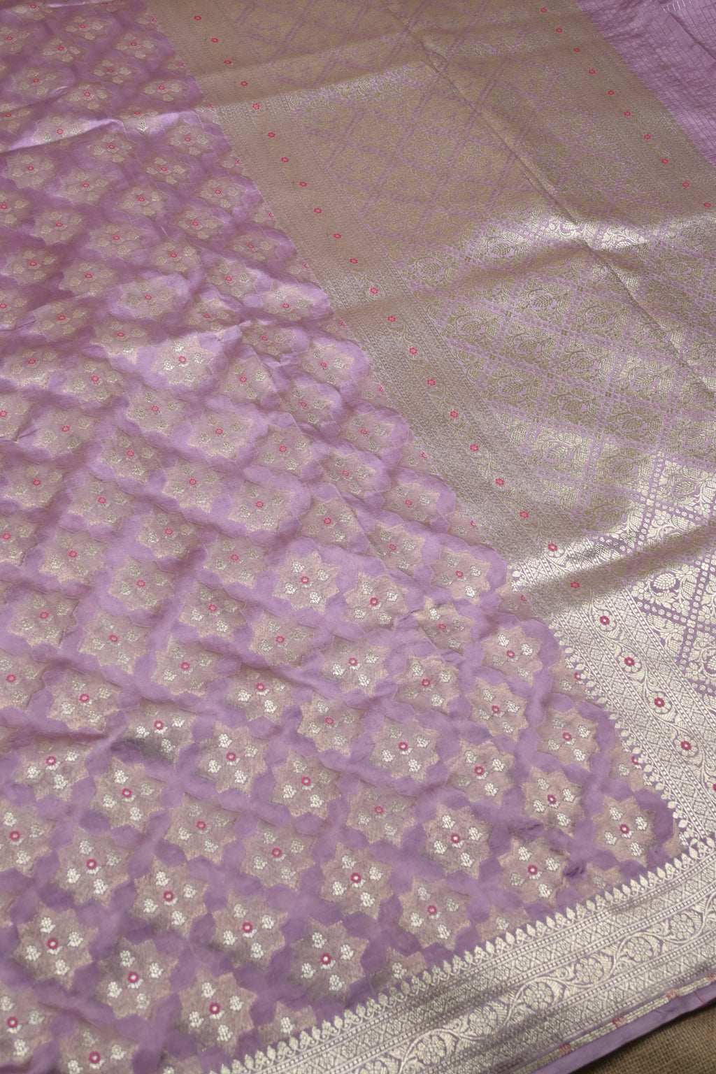 Lilac Pure Banarasi Katan Silk Saree