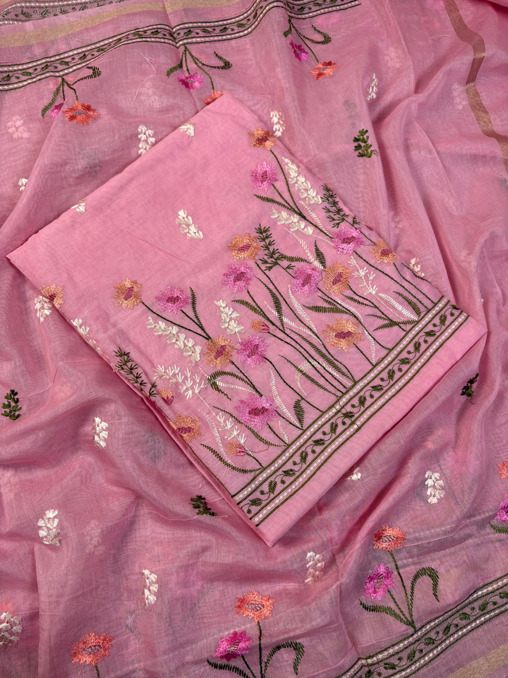 Pink Banarasi Mul-Mul Suit