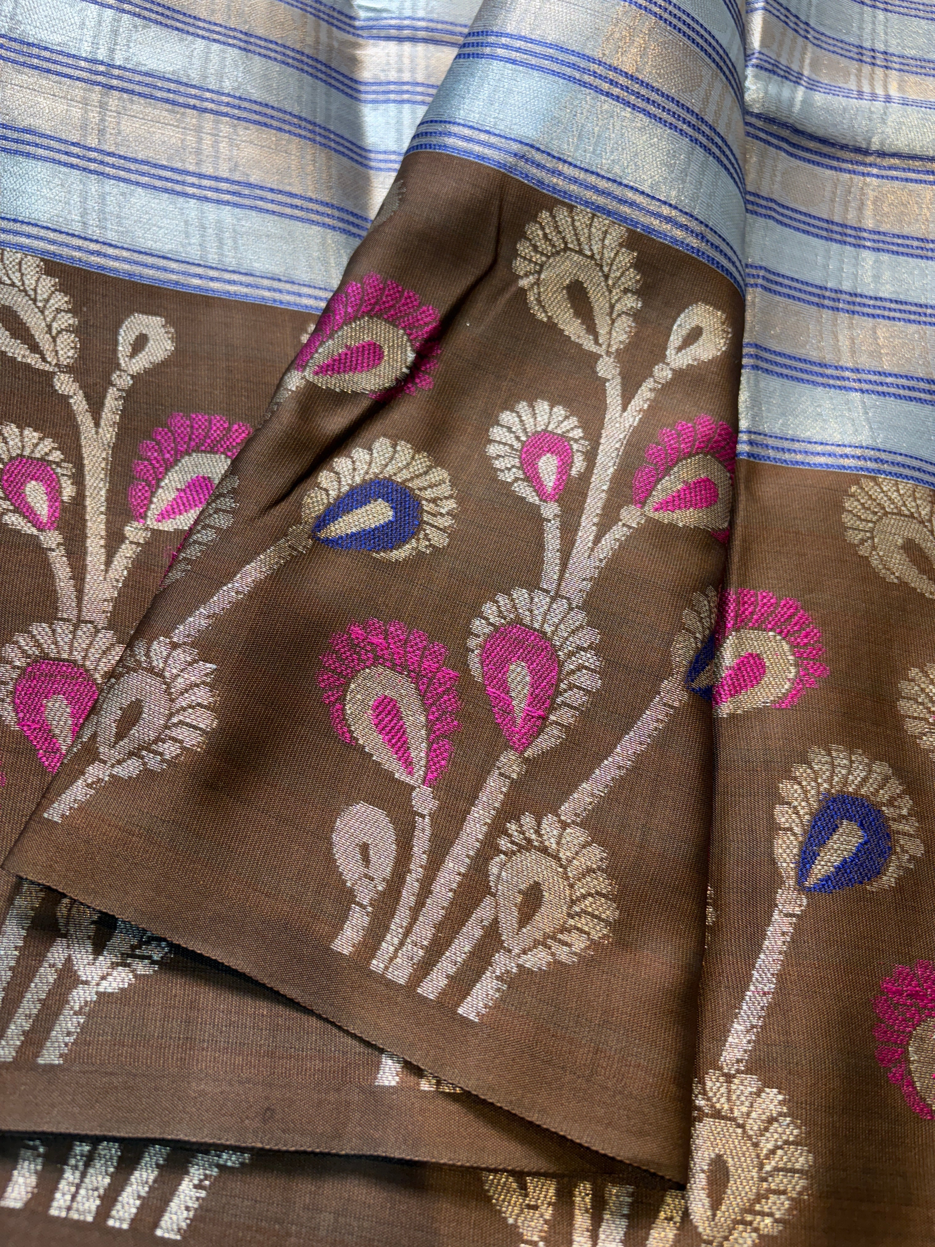 Contrast Banarasi Fancy Tissue Meena Silk Saree