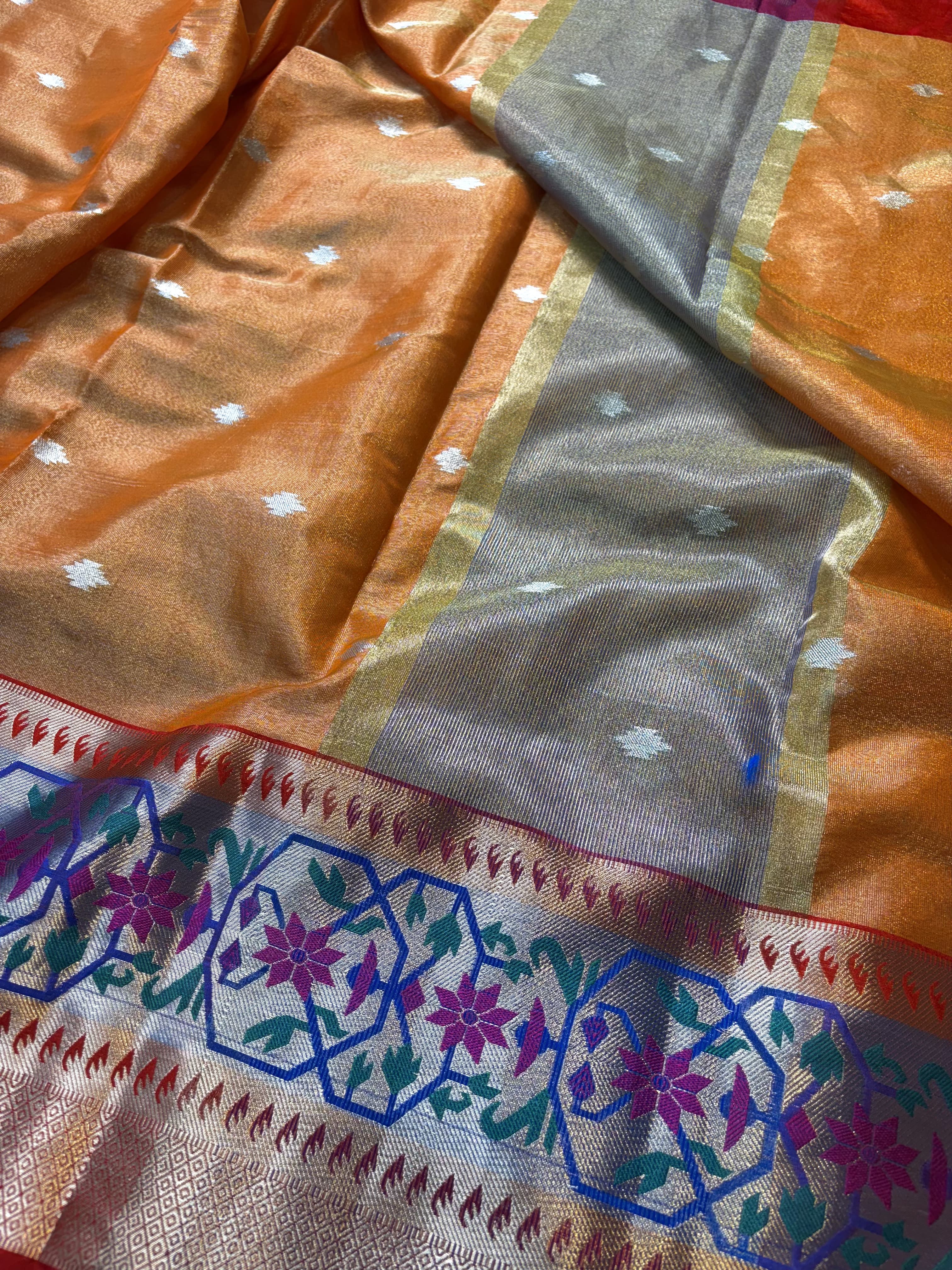 Contrast Banarasi Fancy Tissue Meena Saree