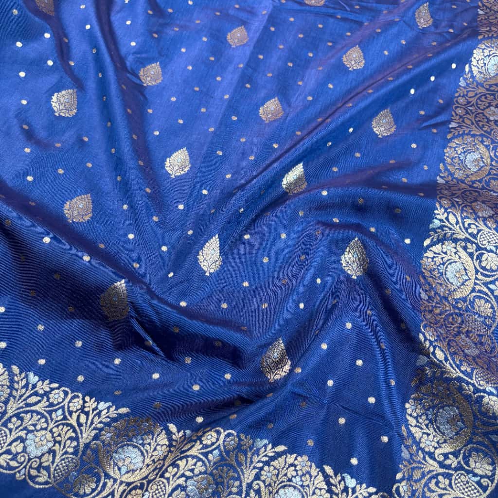Royal Blue Banarasi Mango Silk Alfi Saree