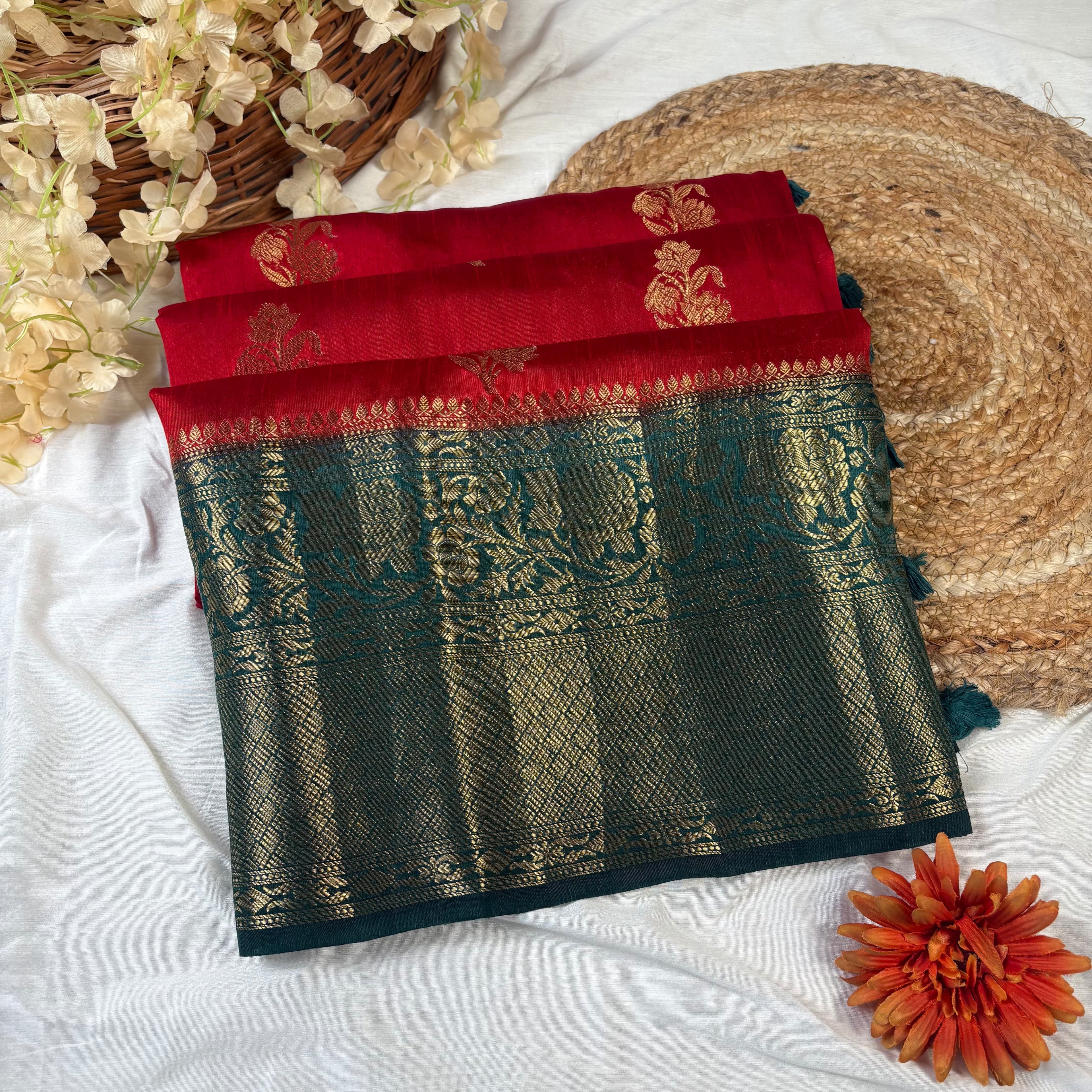 Red Banarasi Dupiyan Silk Saree