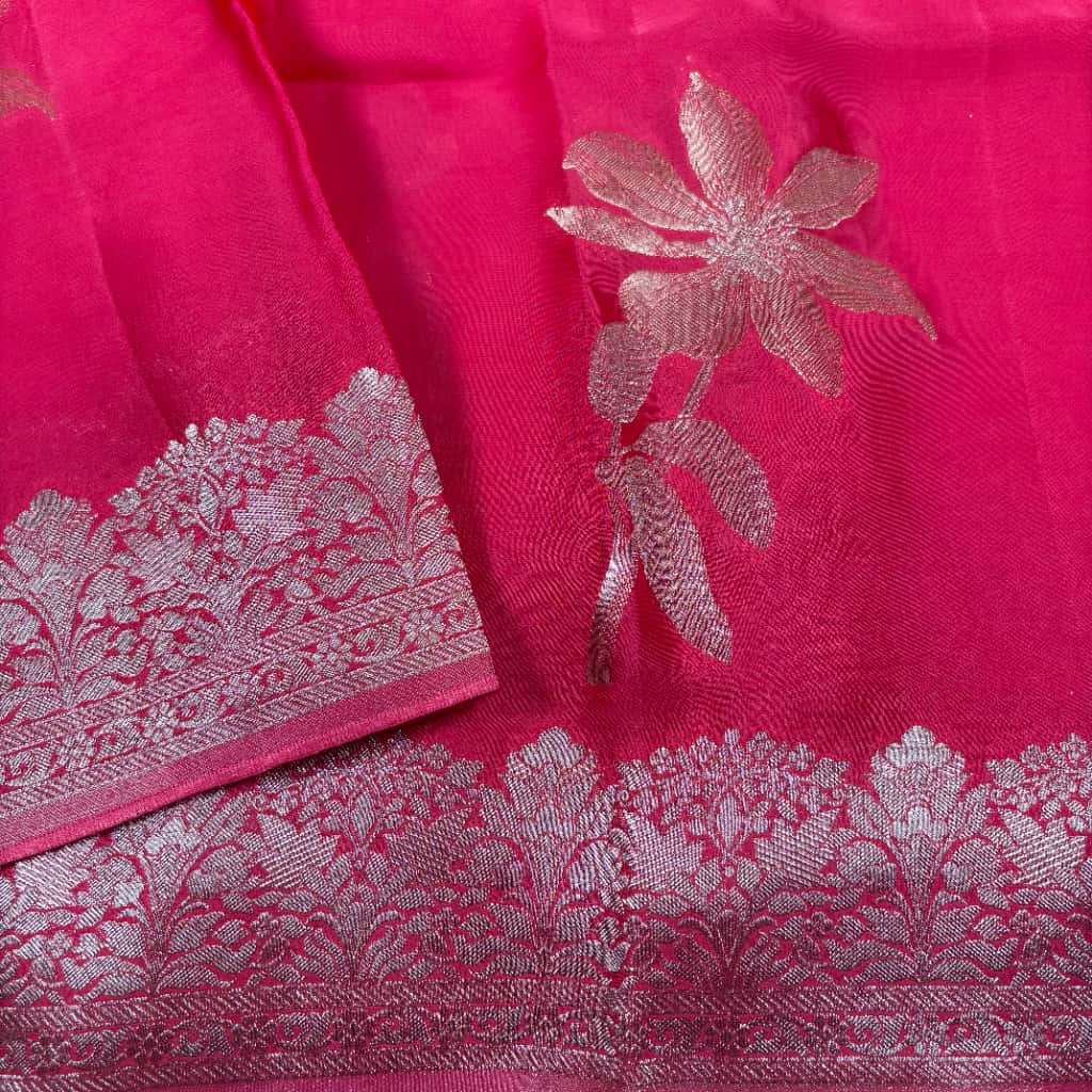 Pink Banarasi Viscose Georgette Silk Saree
