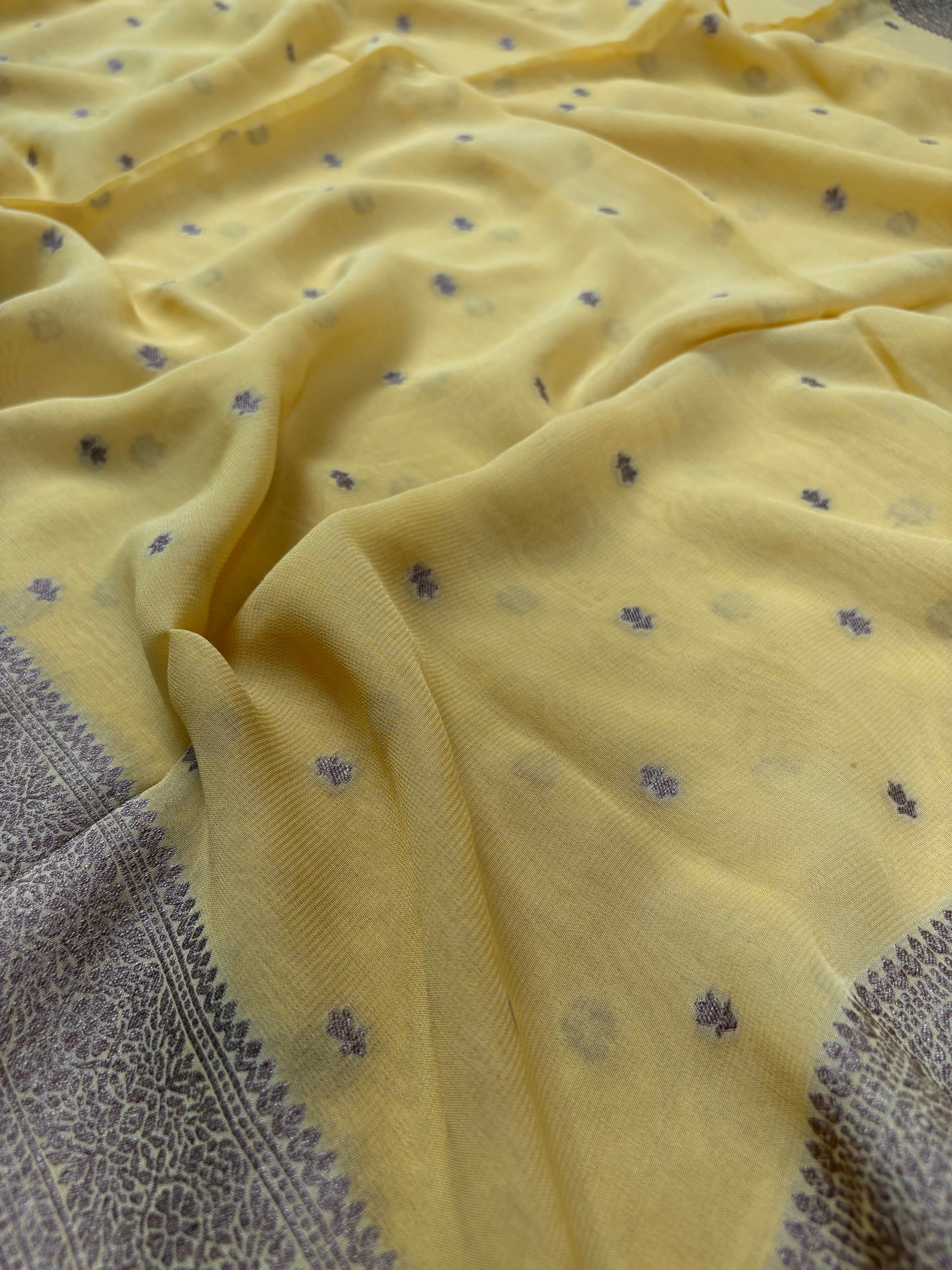 Yellow Banarasi Khaddi Georgette Suit