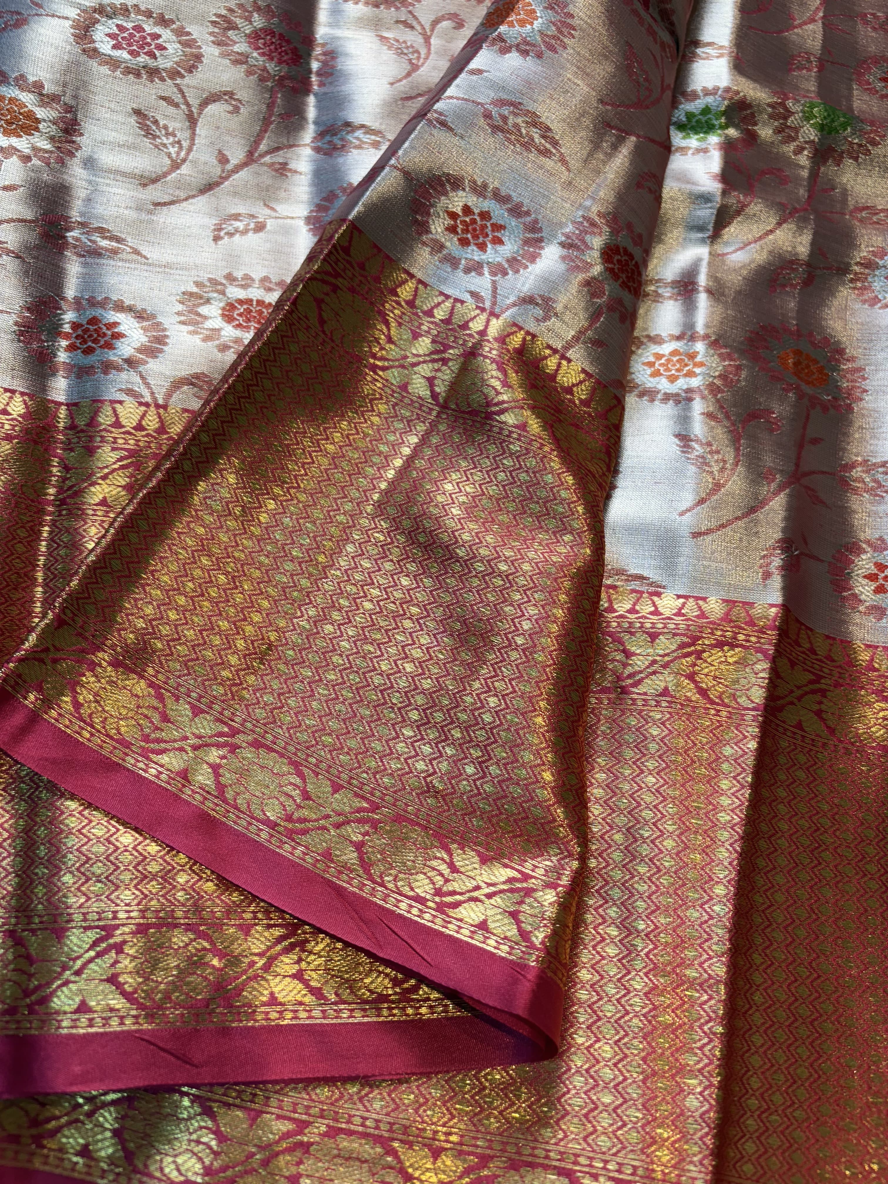 Contrast Banarasi Fancy Katan Tissue Meena Saree