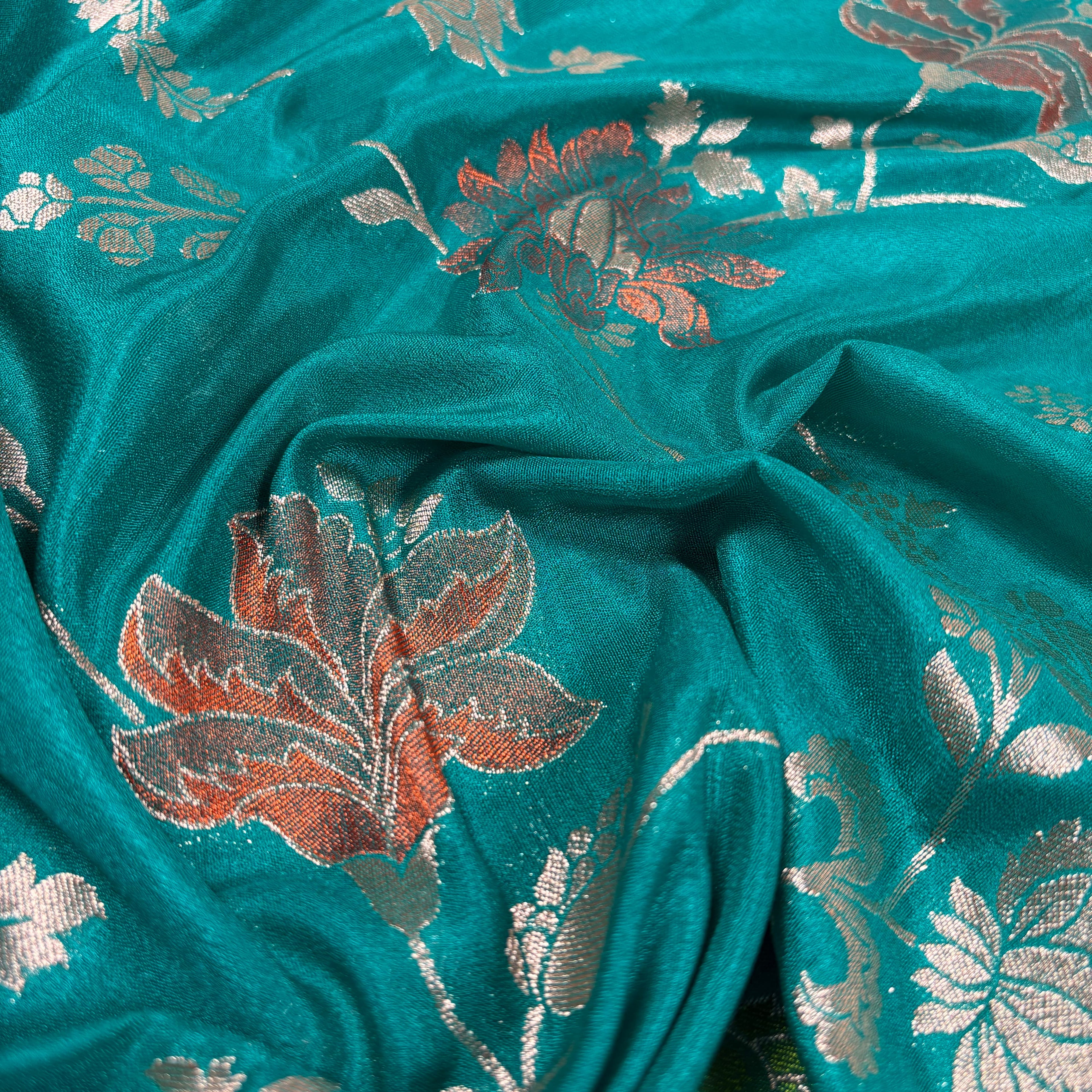 Shi Green Banarasi Katan Georgette Silk Saree