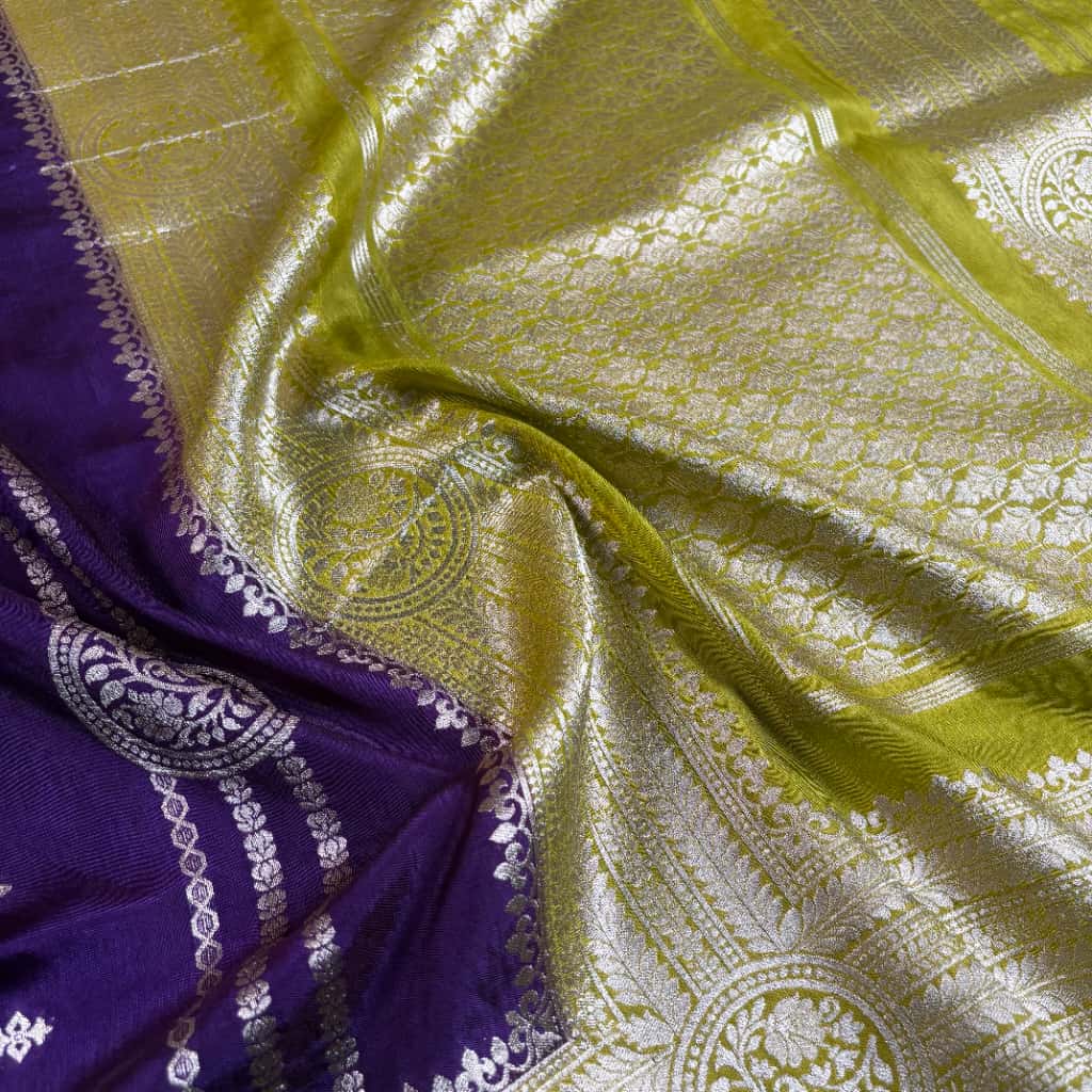 Purple Banarasi Mango Silk Saree