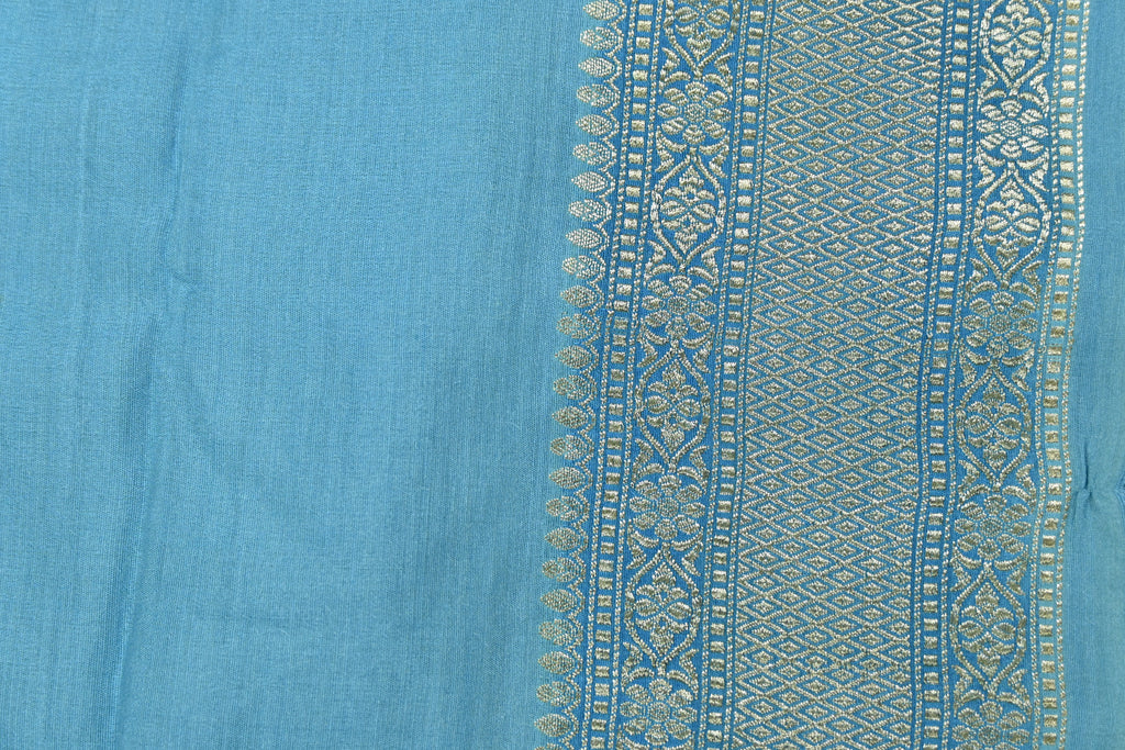 Blue Pure Moonga Silk Banarasi Saree