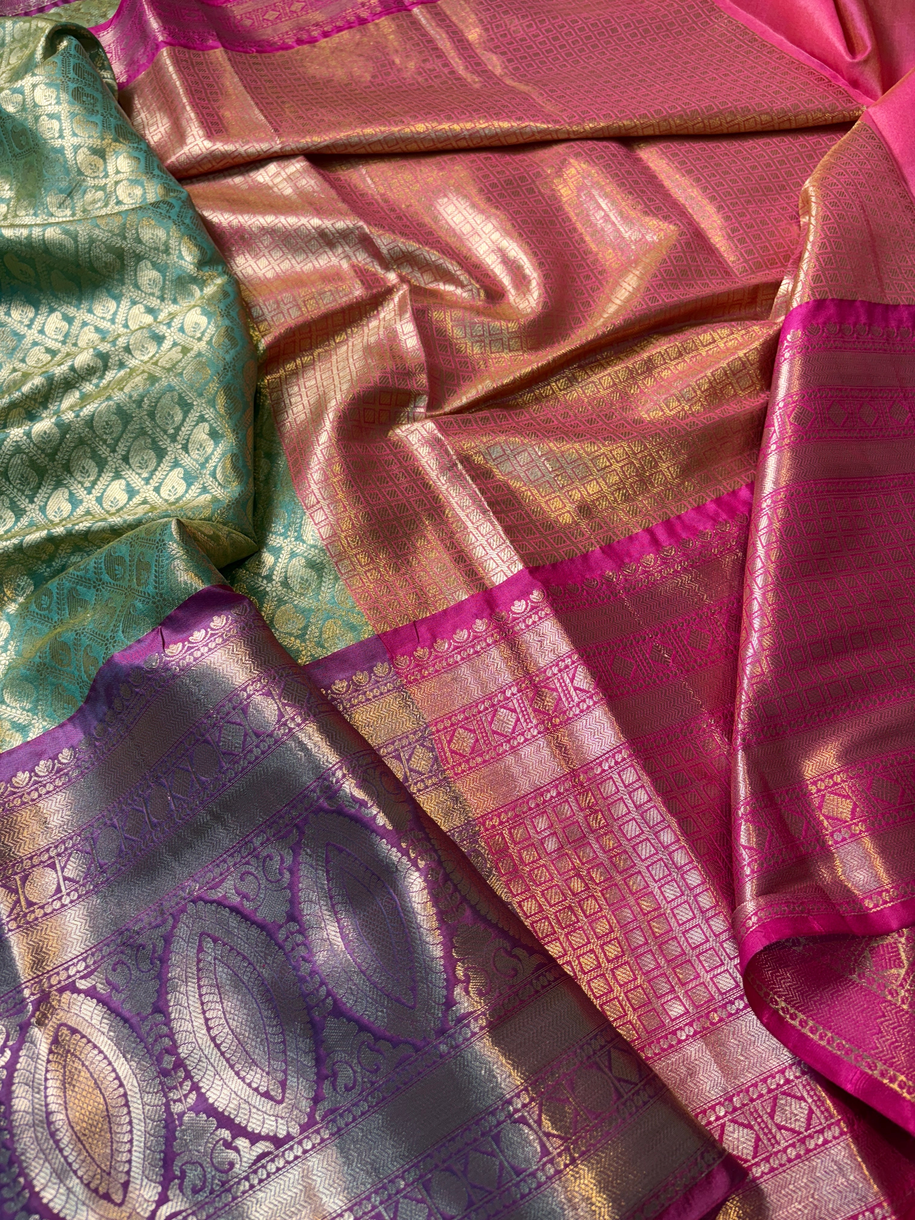 Contrast Banarasi Fancy Katan Brocade Silk Saree