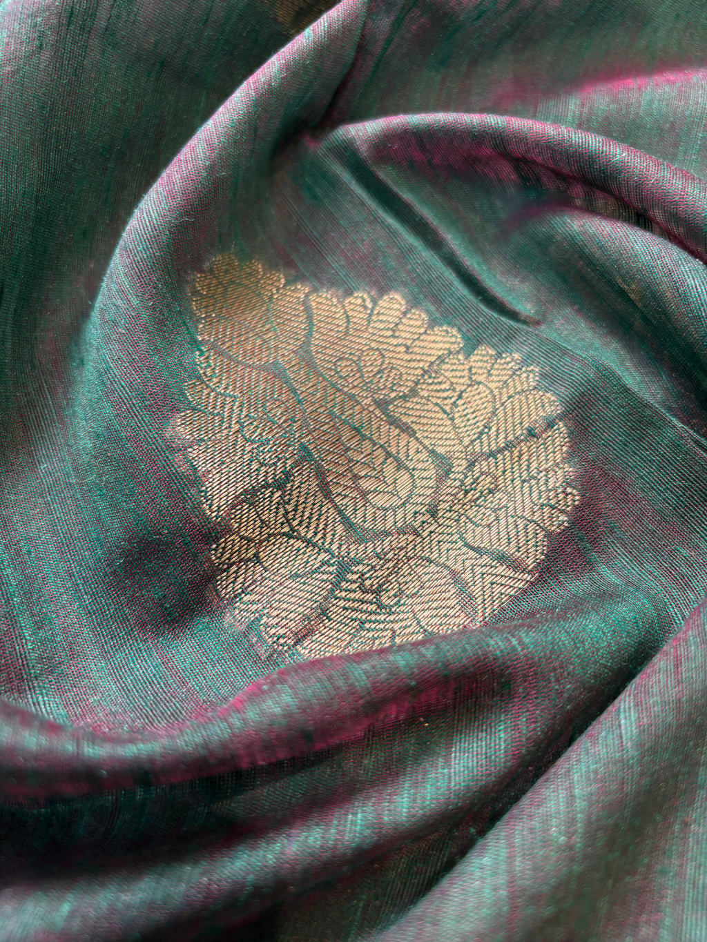 Dark Green Banarasi Mesrise Silk Saree