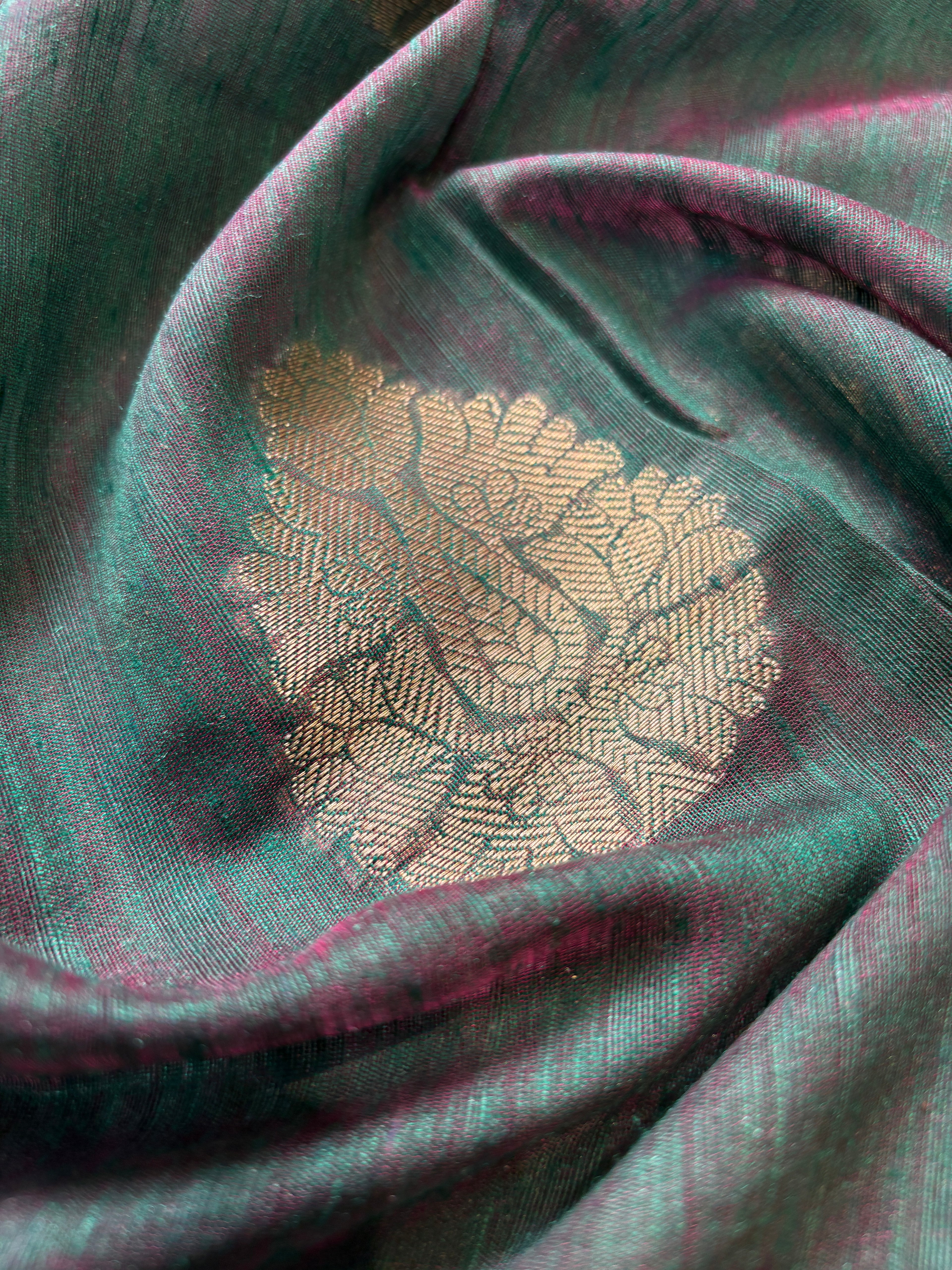 Dark Green Banarasi Mesrise Silk Saree