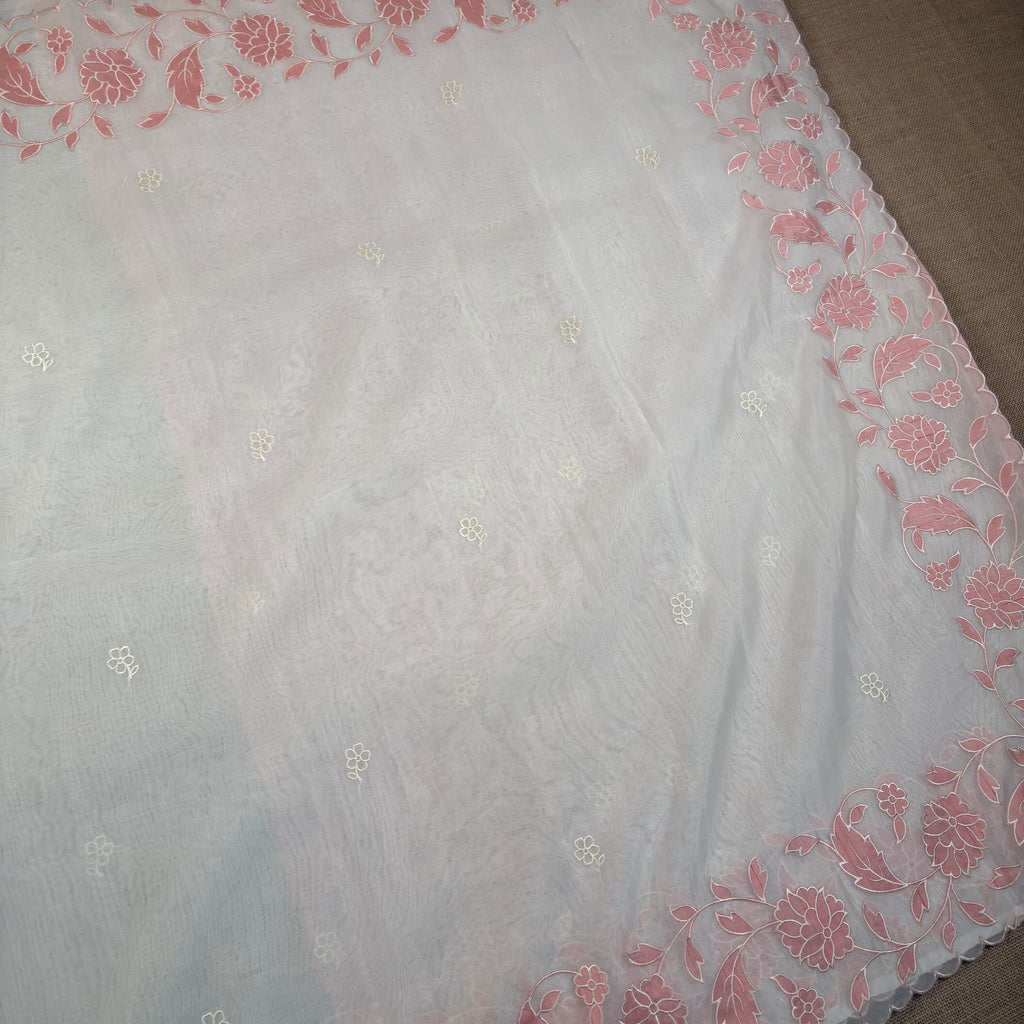 Baby Pink Banarasi Softy Organza Silk Saree