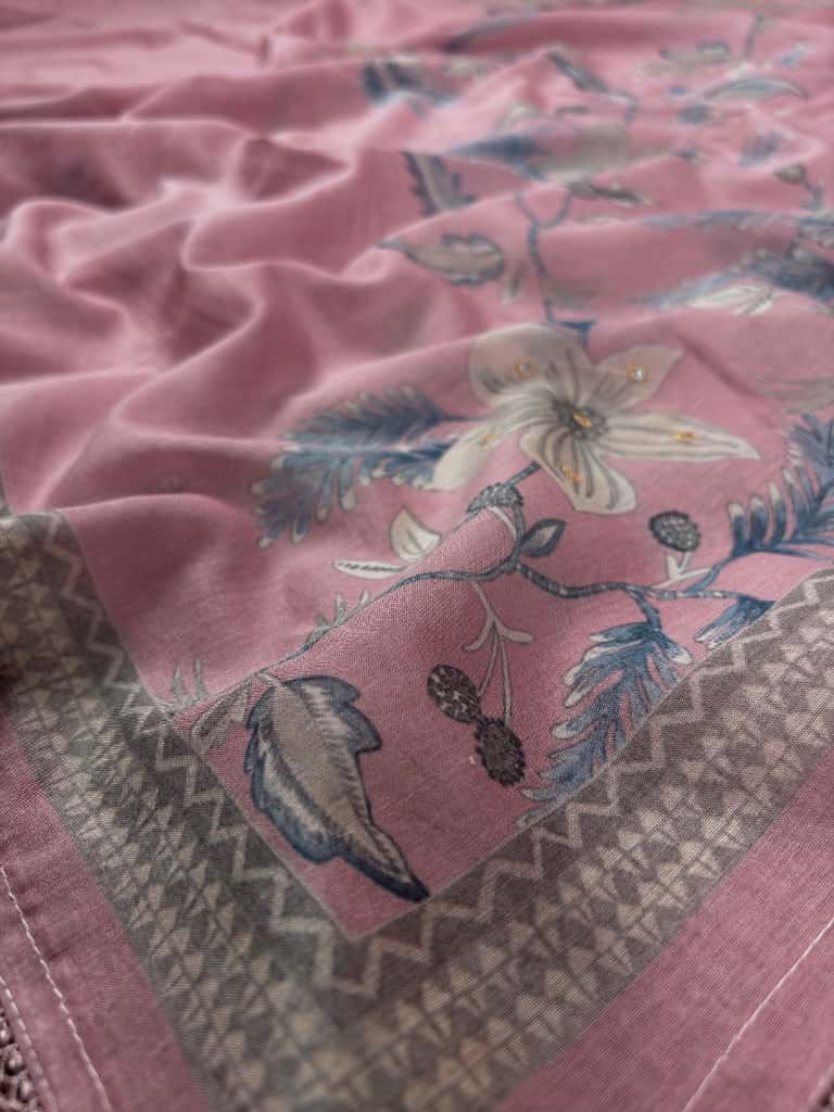 Pink Banarasi Pure Mul-Mul Silk Suit