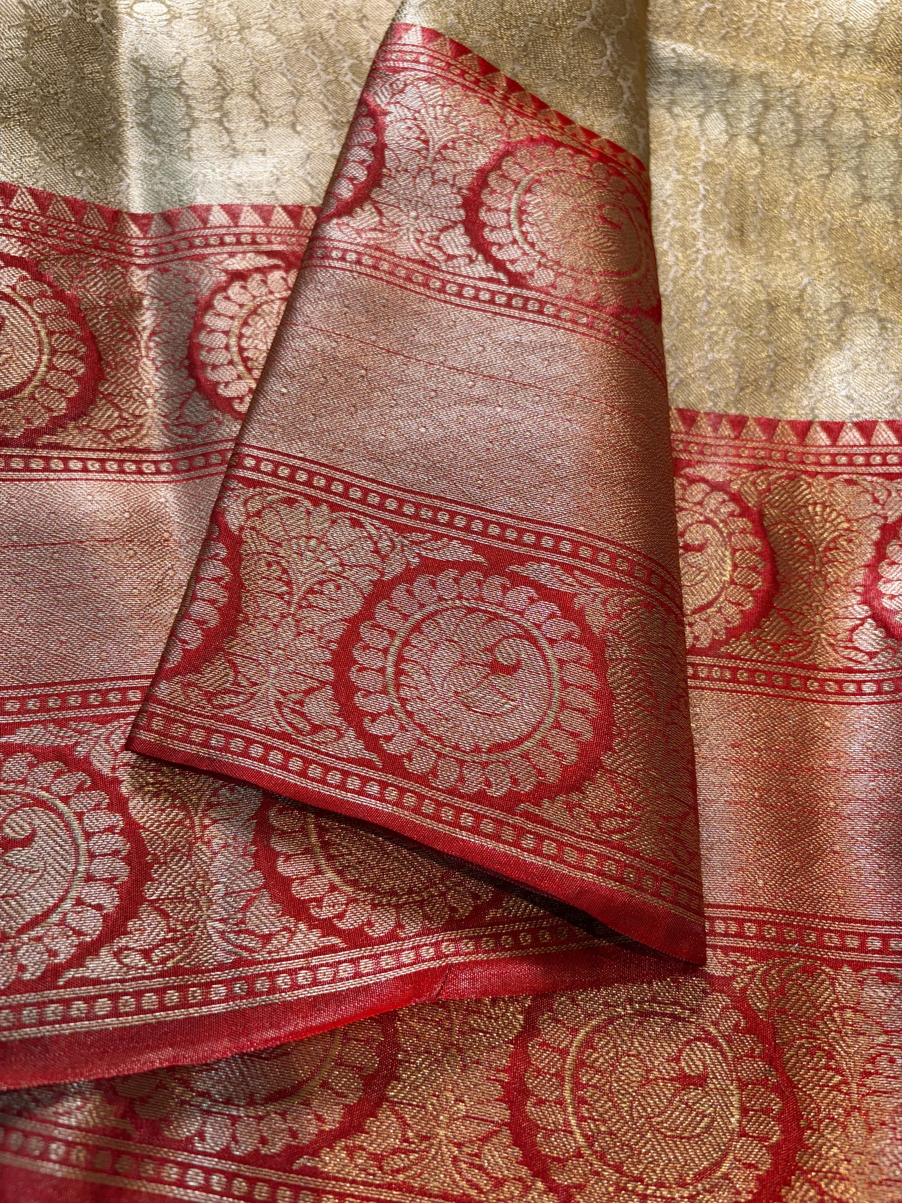 Contrast Banarasi Katan Tissue Brocade Saree