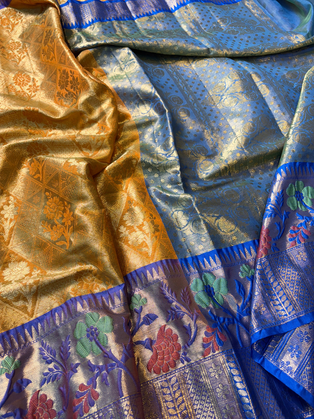 Contrast Banarasi Fancy Katan Tissue Meena Silk Saree