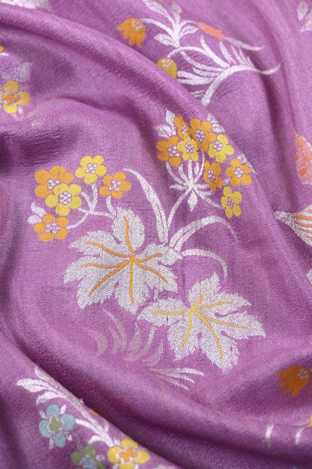 Lilac Pure Banarasi Tussar Georgette Silk Saree