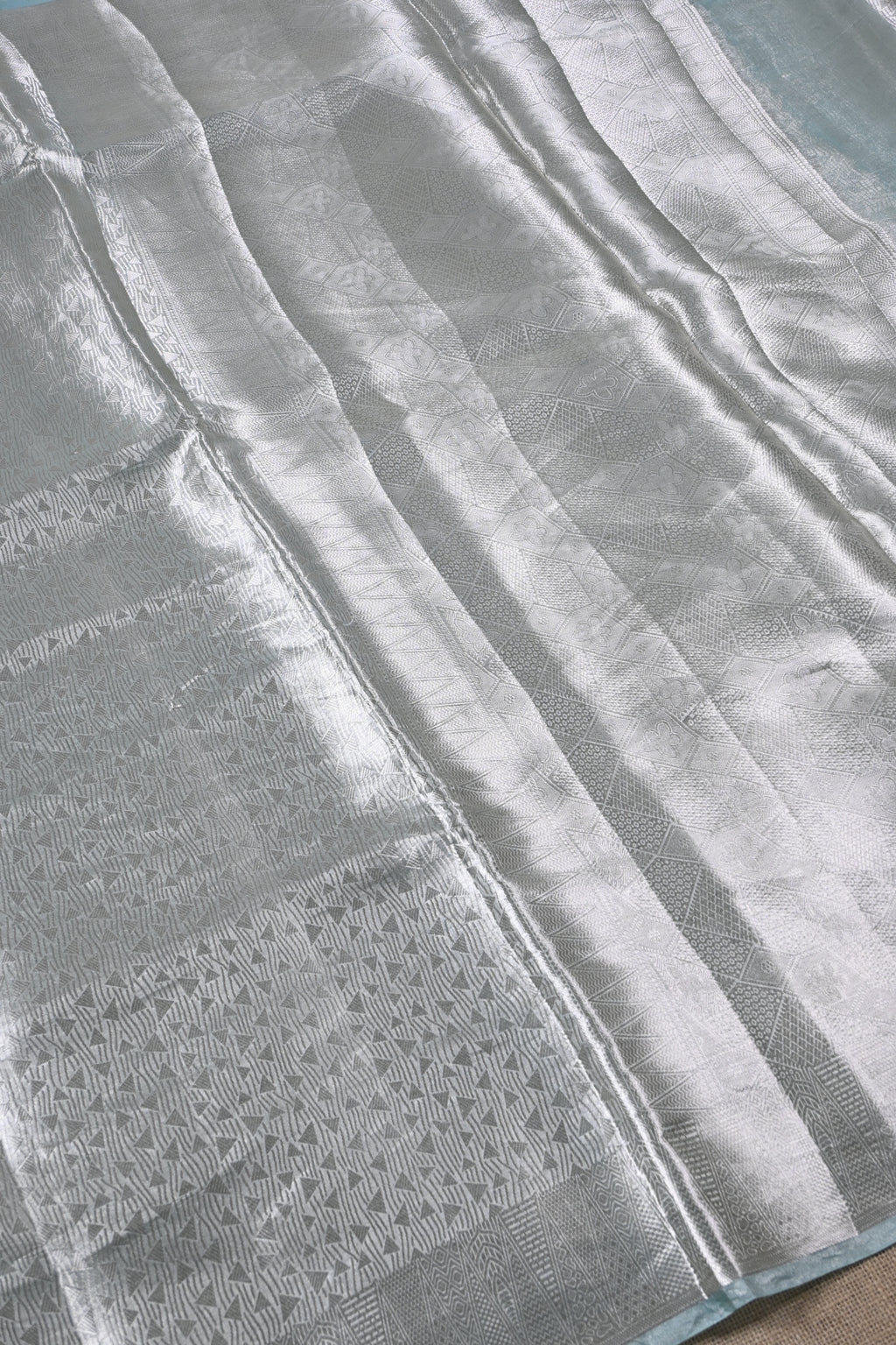 Baby Sea Green Pure Banarasi Molten Tissue Silk Saree