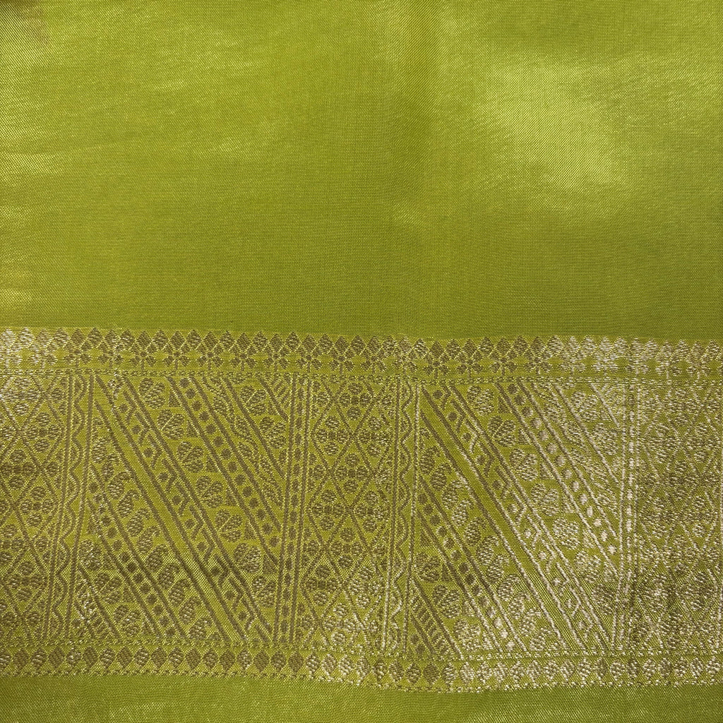 Mahendi Green Banarasi Mashru Satin Silk Saree