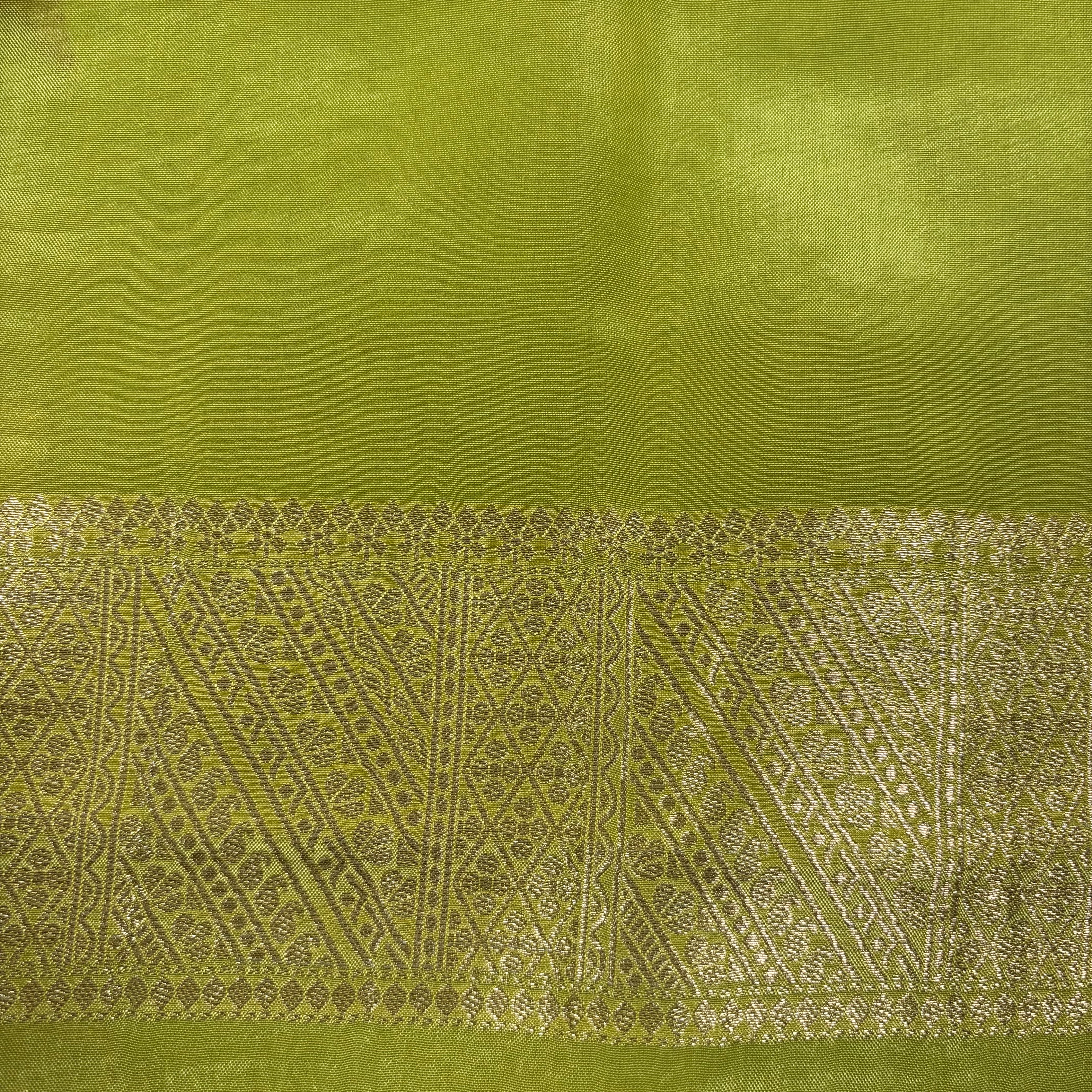 Mahendi Green Banarasi Mashru Satin Silk Saree