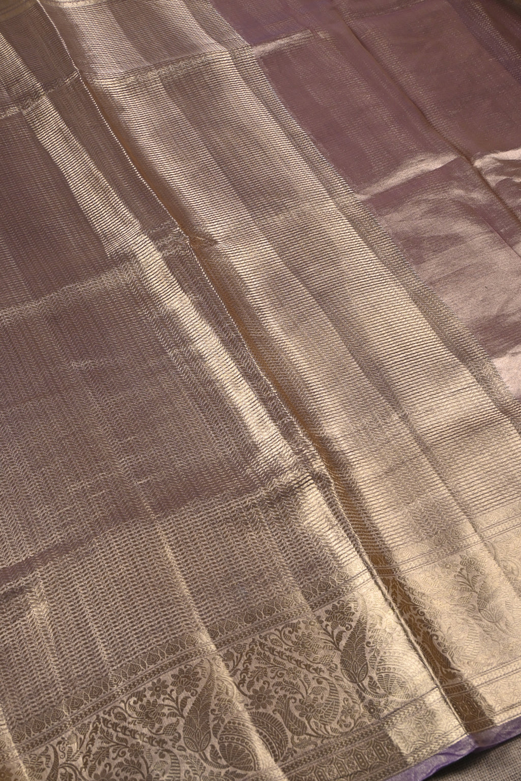 Baby Purple Pure Banarasi Molten Tissue Silk Saree