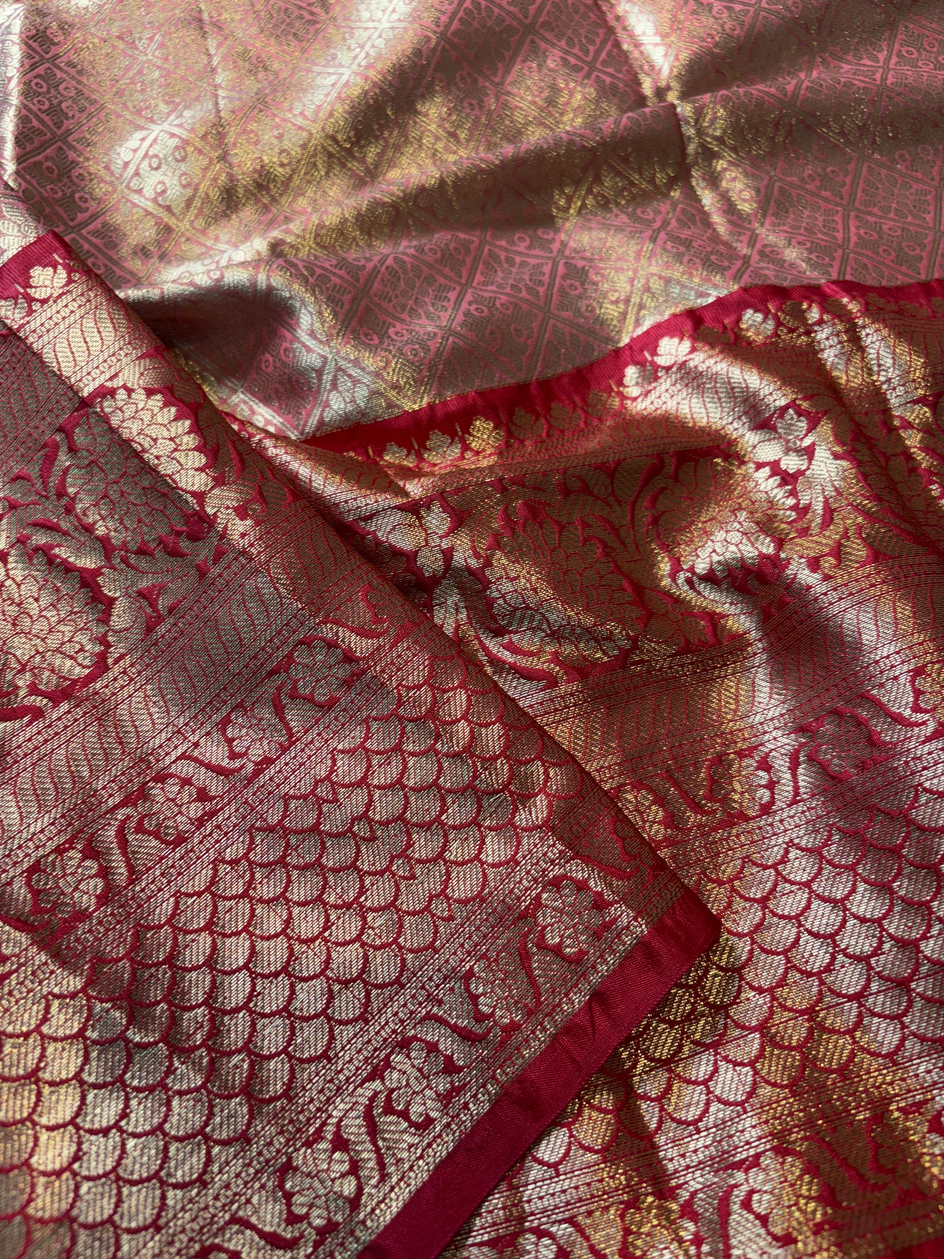 Contrast Banarasi Fancy Katan Tissue Brocade Silk Saree
