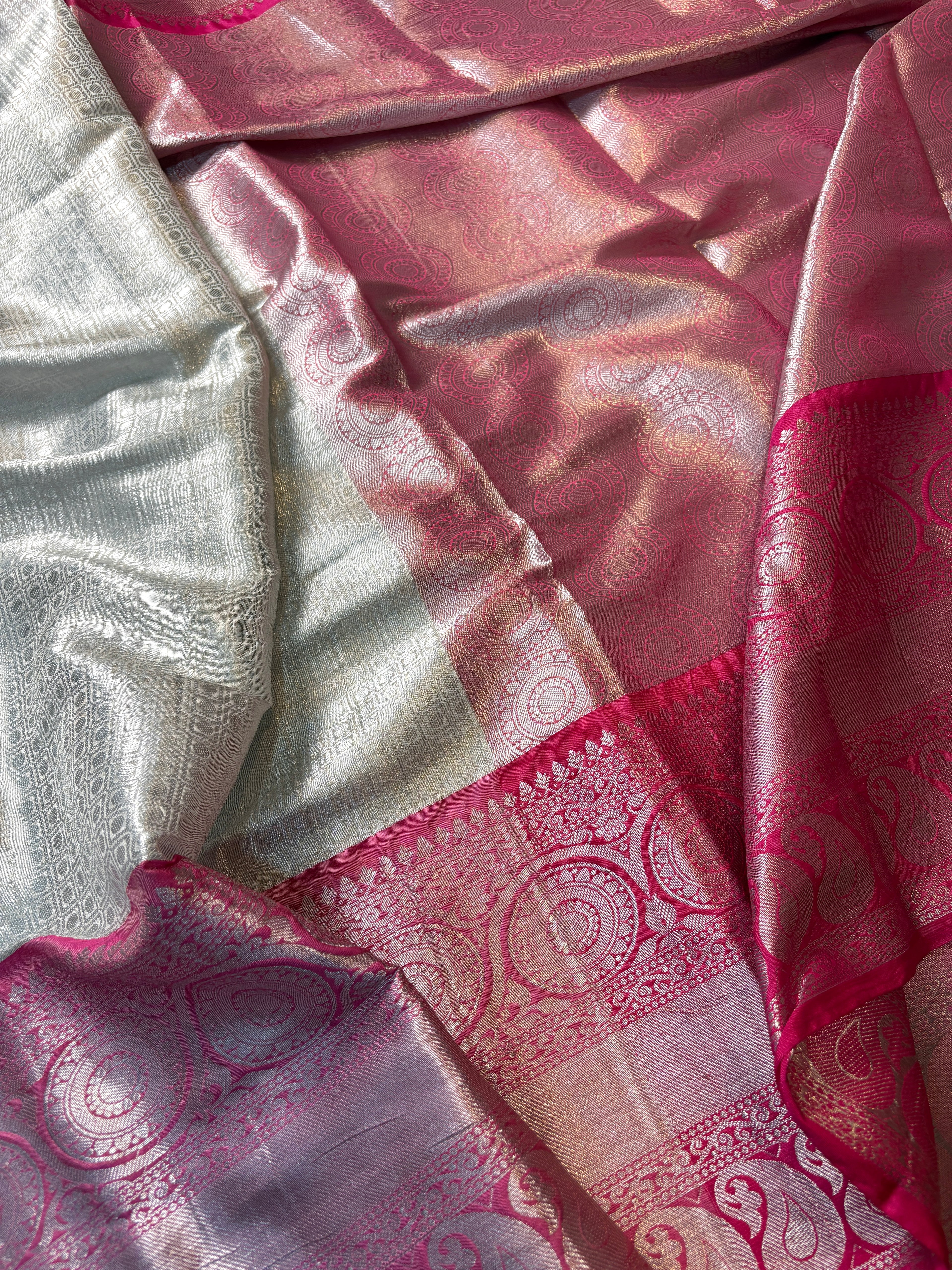 Contrast Banarasi Fancy Katan Tissue Brocade Silk Saree