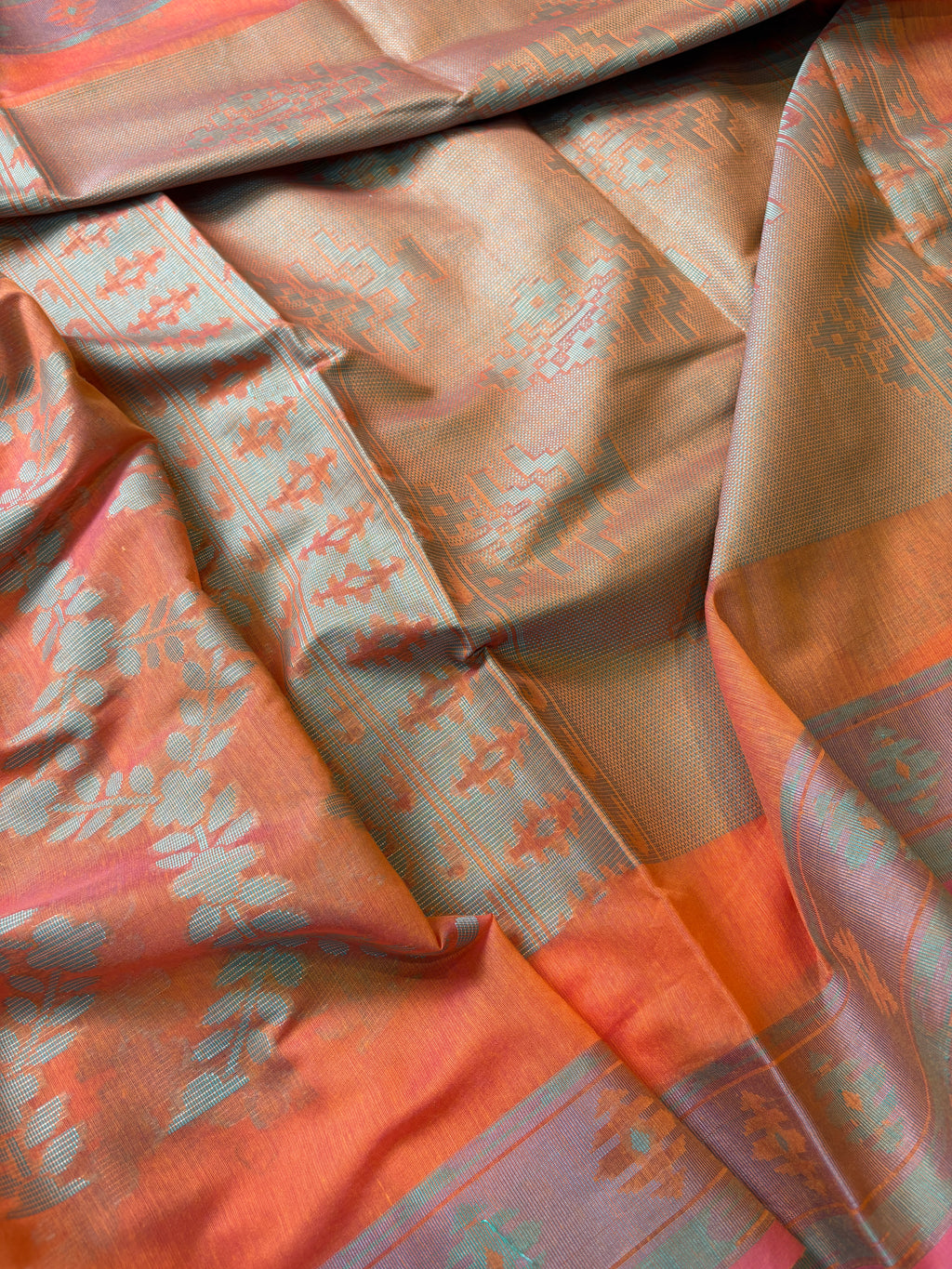 Orange Banarasi Mesrise Saree