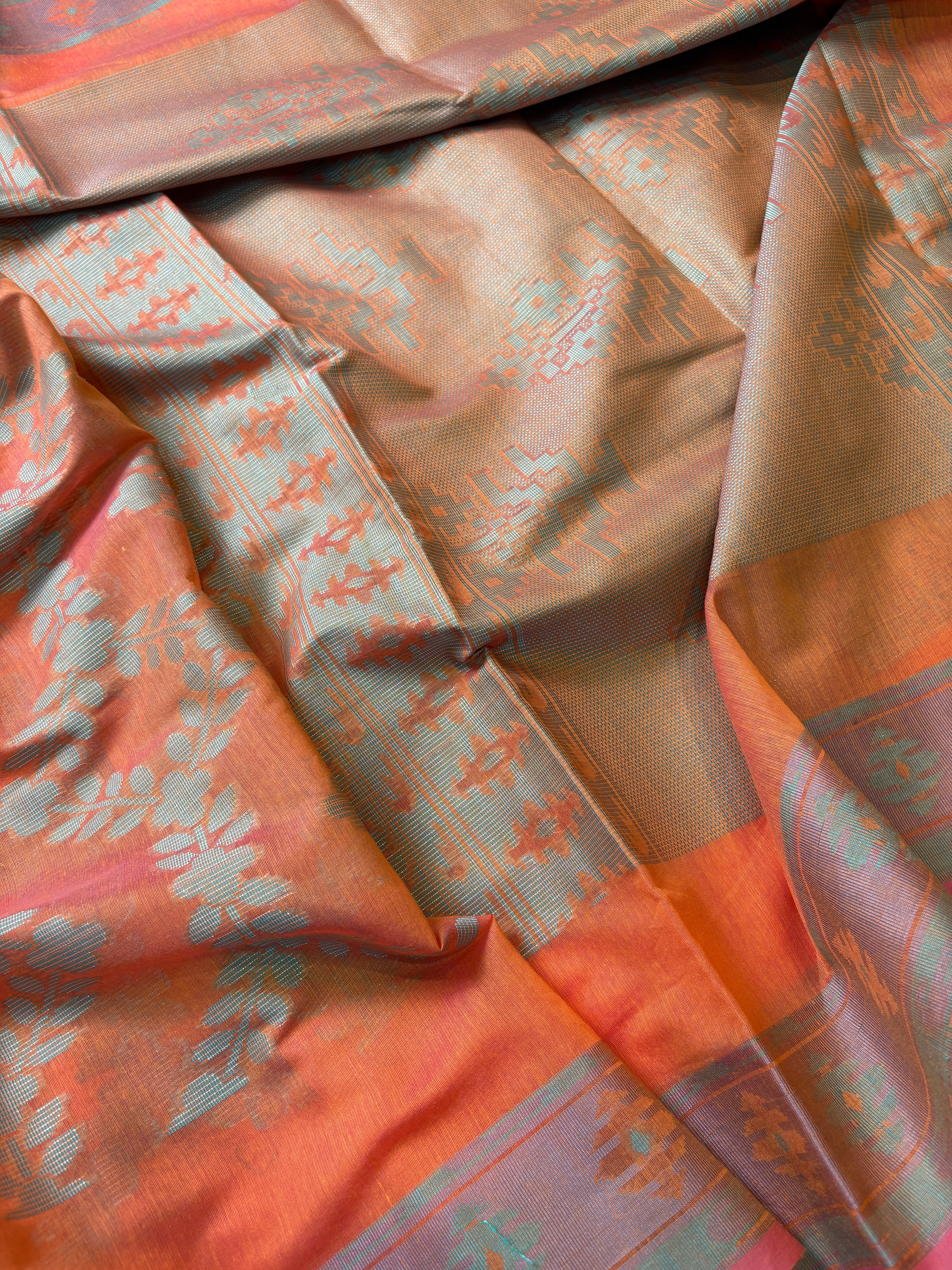 Orange Banarasi Mesrise Saree
