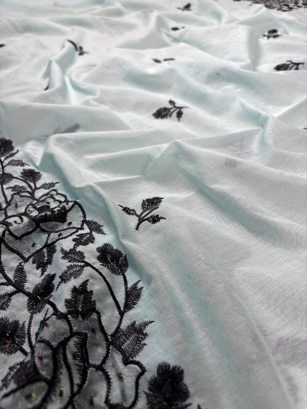 Sky Blue Banarasi Mul-Mul Suit