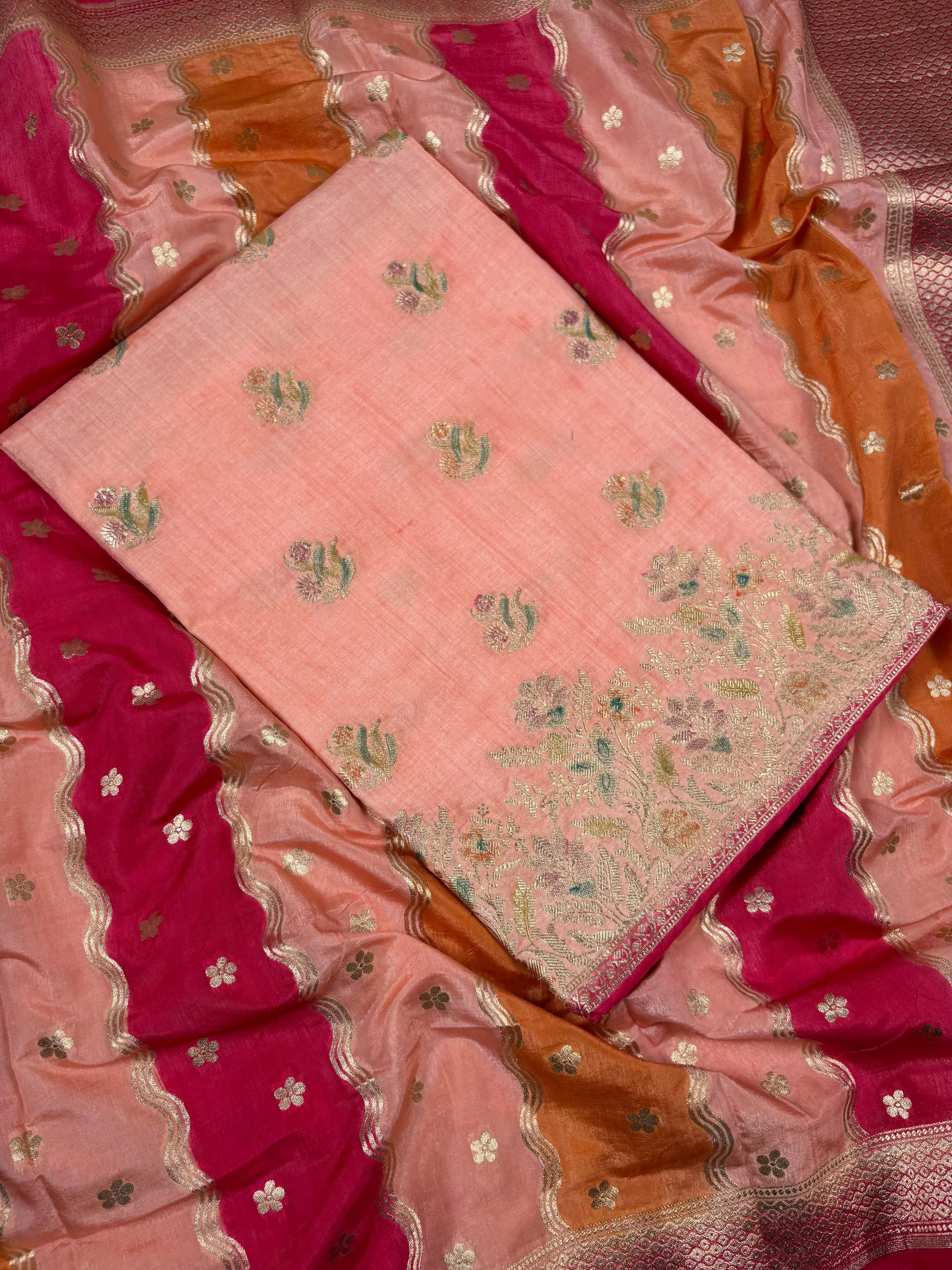 Peach Banarasi Premium Katan Silk Suit
