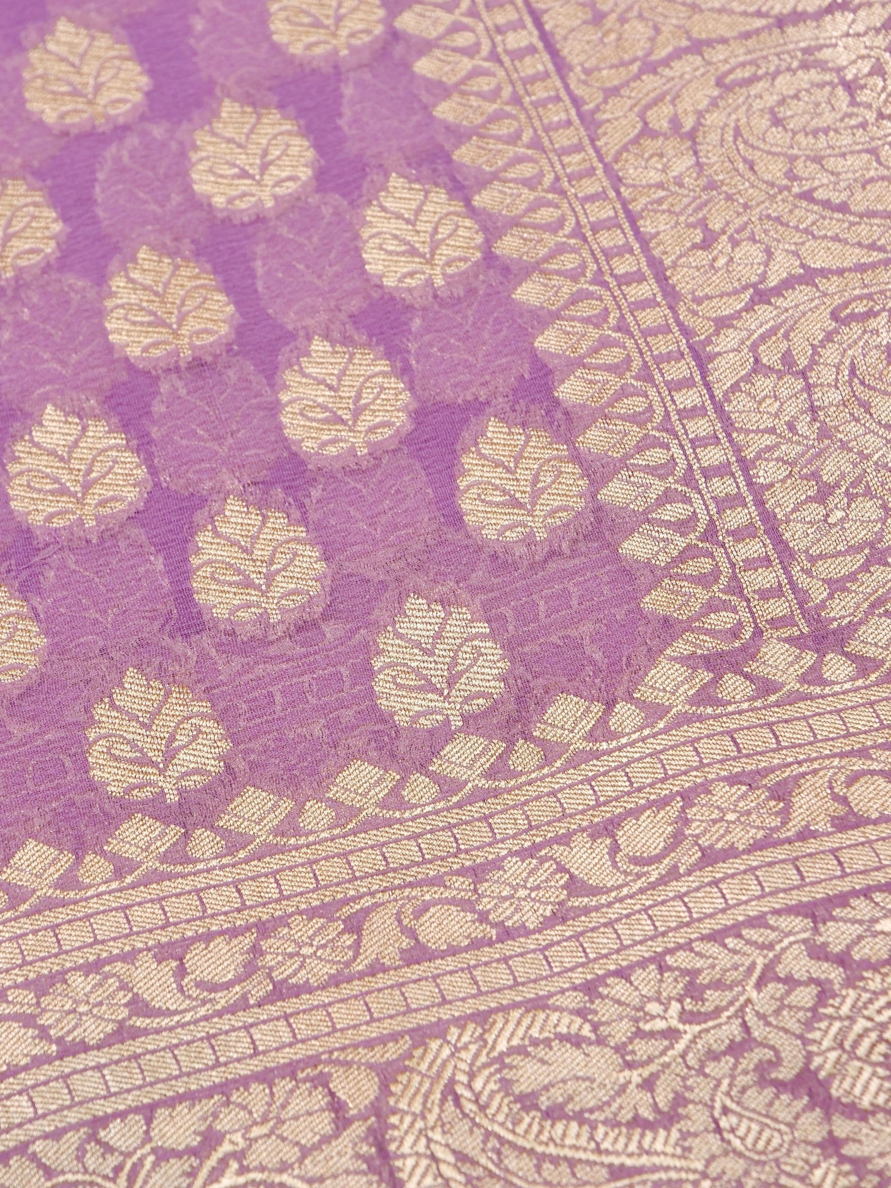 Handwoven Lavender Banarasi Khaddi Silk Saree