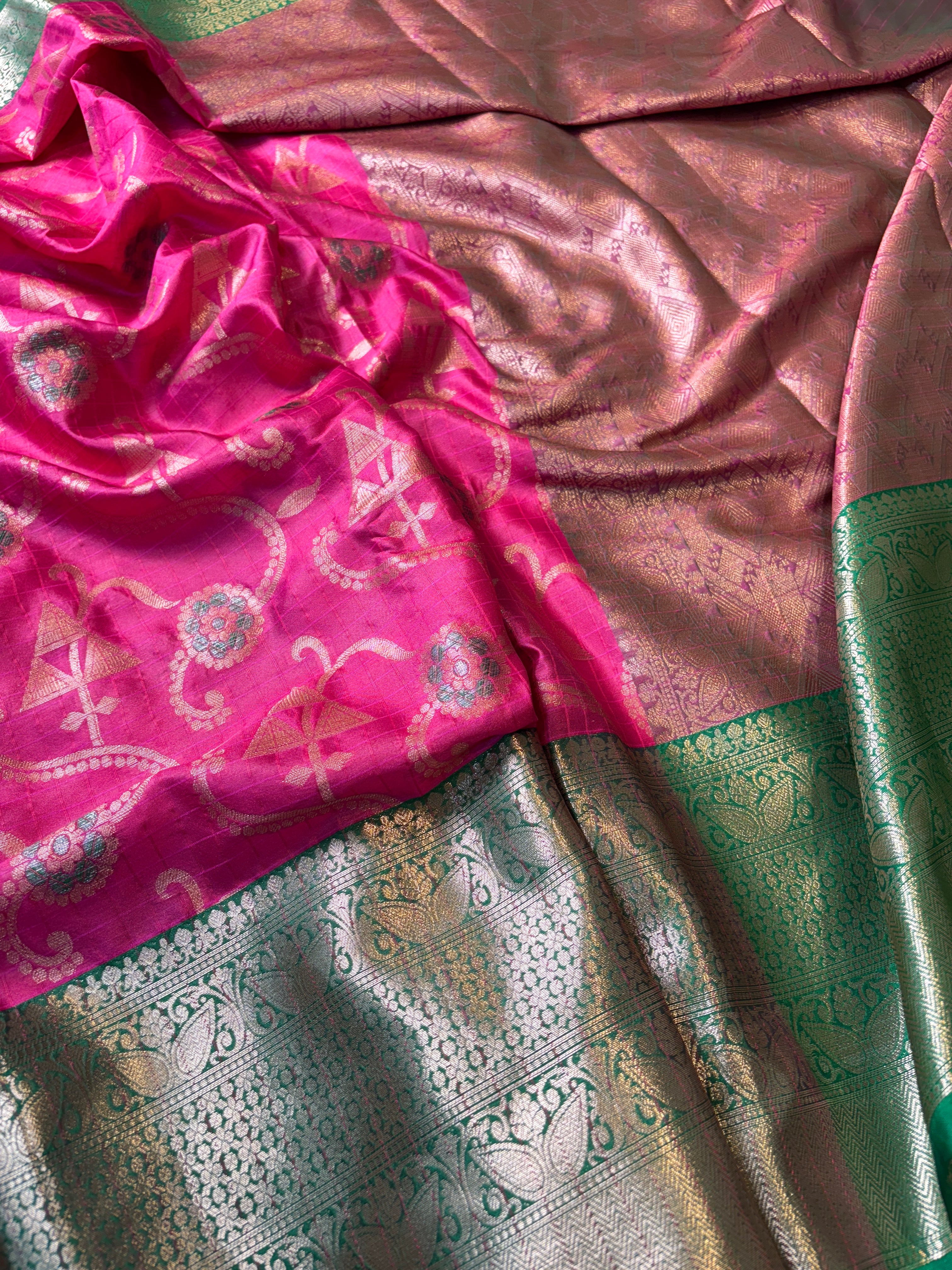 Contrast Banarasi Fancy Katan Meena Saree