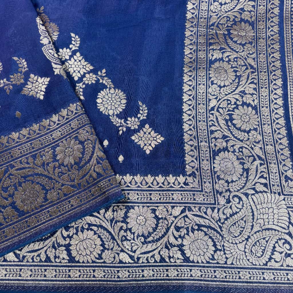 Royal Blue Banarasi Mango Silk Saree