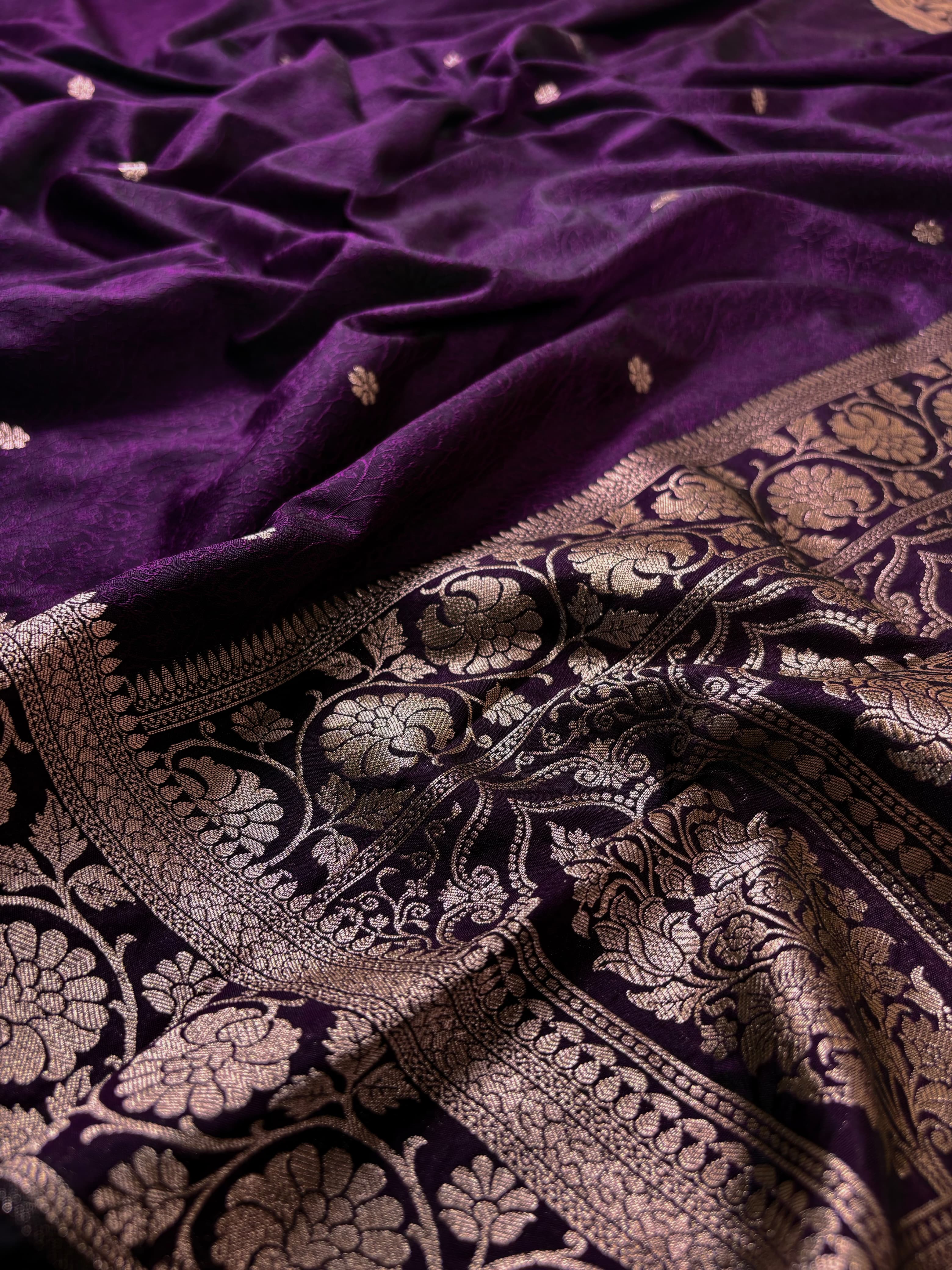 Purple Banarasi Katan Tanchui Silk Suit