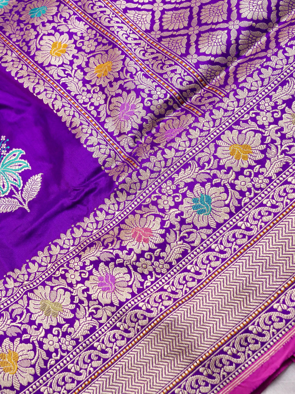 Handwoven Purple Banarasi Katan Silk Saree