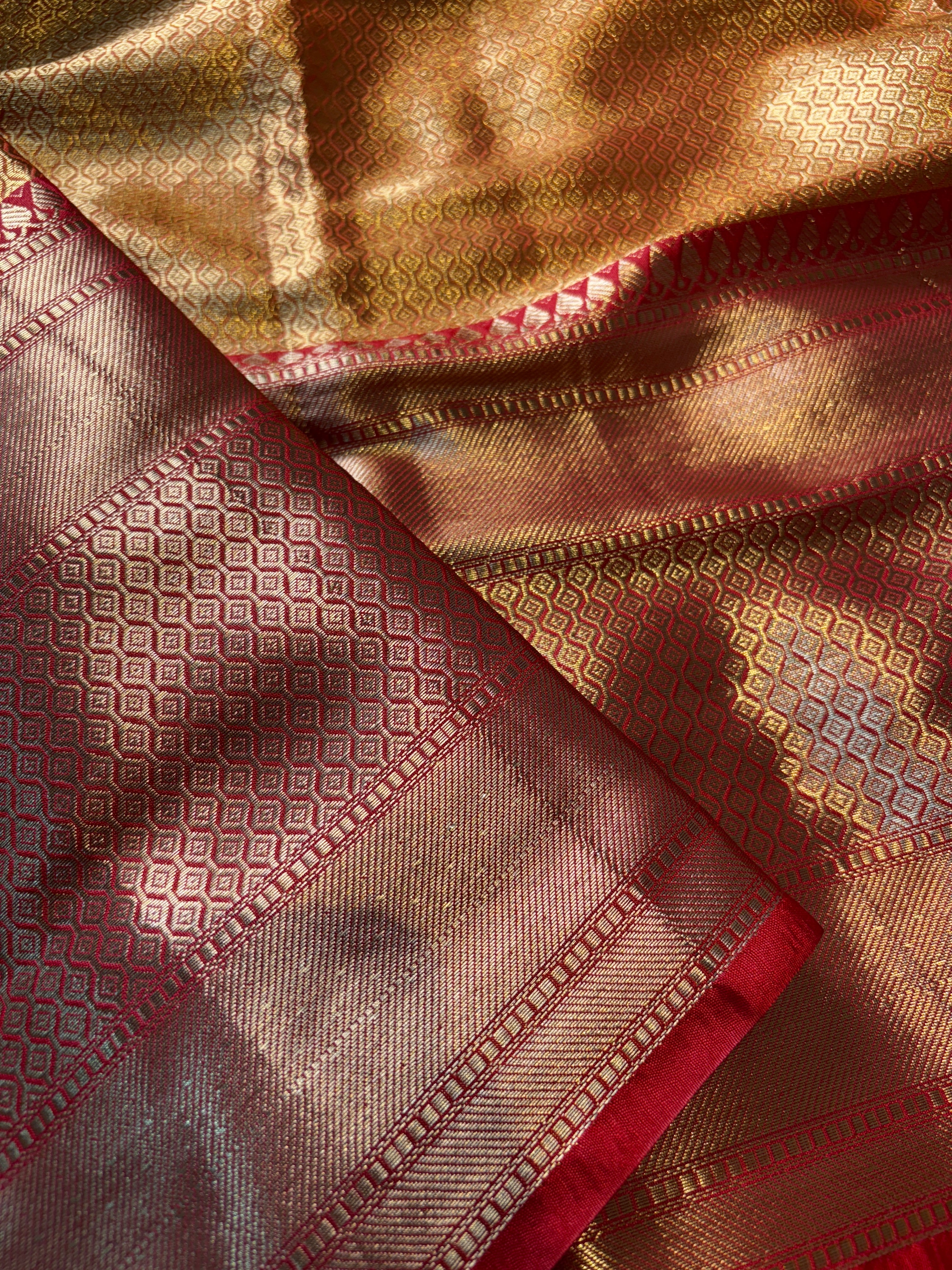Contrast Banarasi Fancy Katan Tissue Alfi Saree