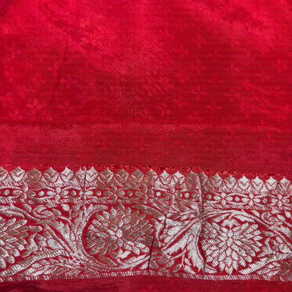 Red Banarasi Khaddi Georgette Silk Saree