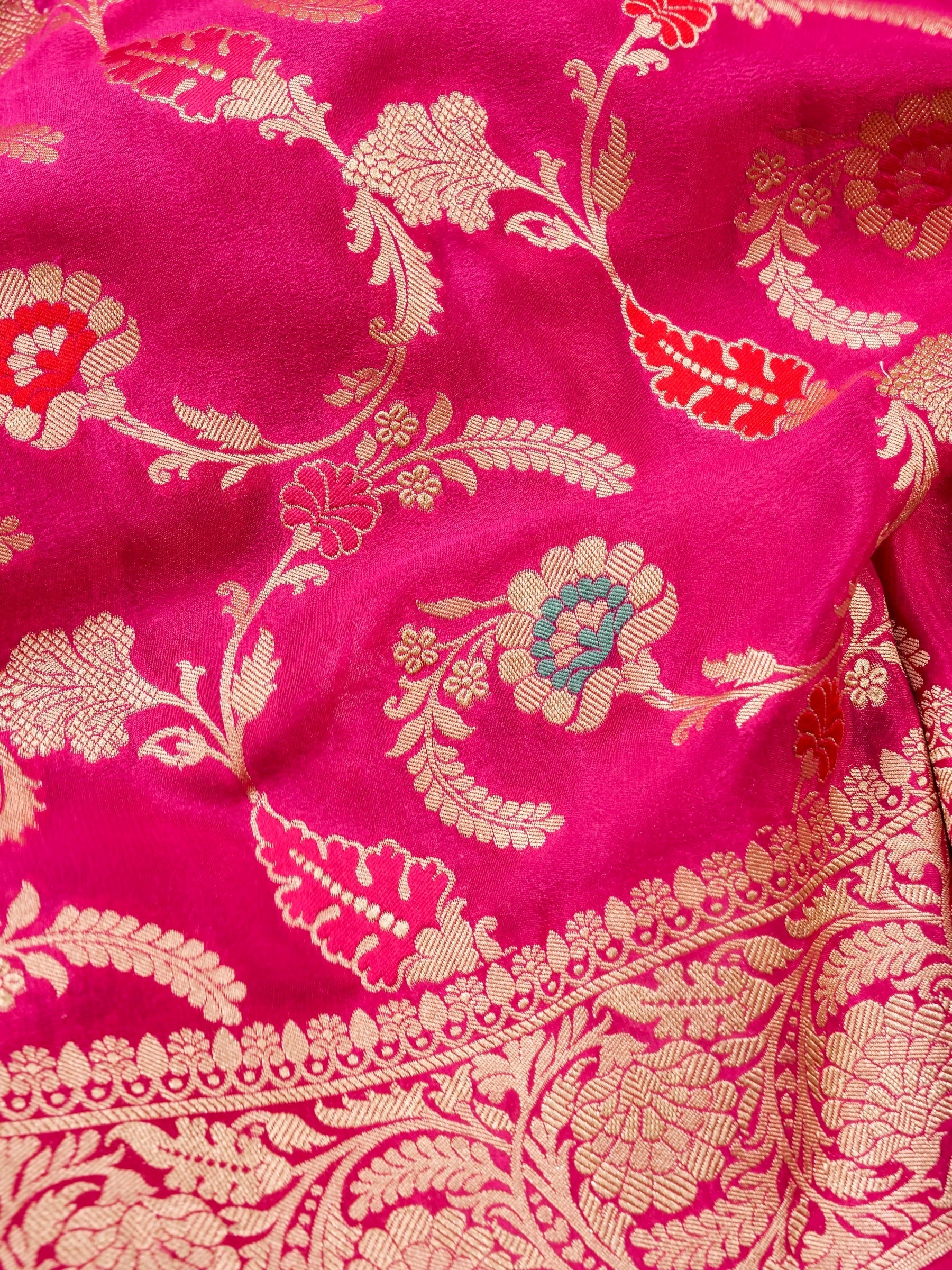 Handwoven Pink Banarasi Khaddi Silk Saree