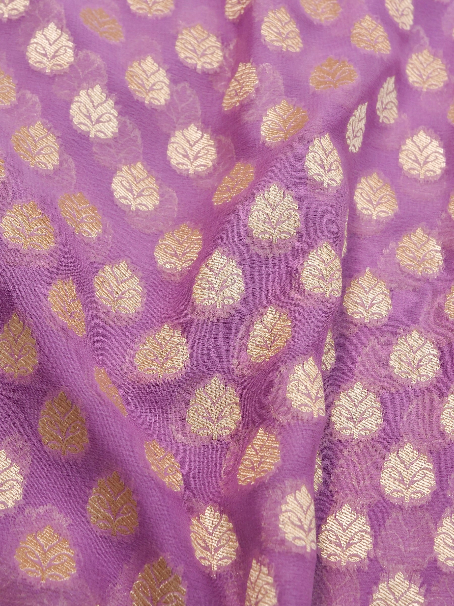 Handwoven Lavender Banarasi Khaddi Silk Saree