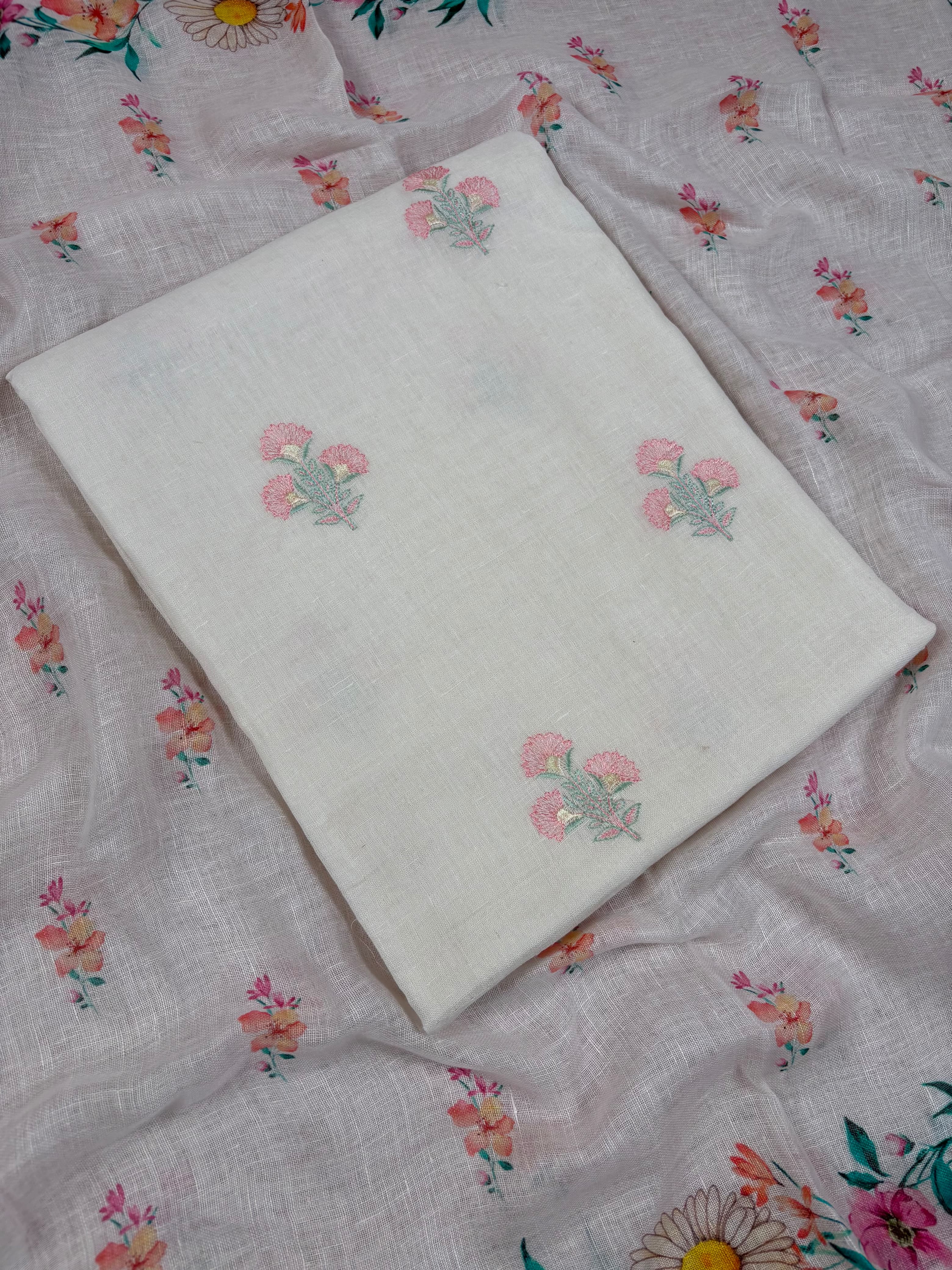 White Banarasi Pure Lilen Suit