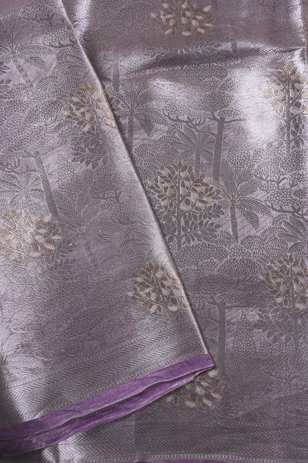 Baby Lilac Pure Banarasi Molten Alfi Tissue Silk Saree