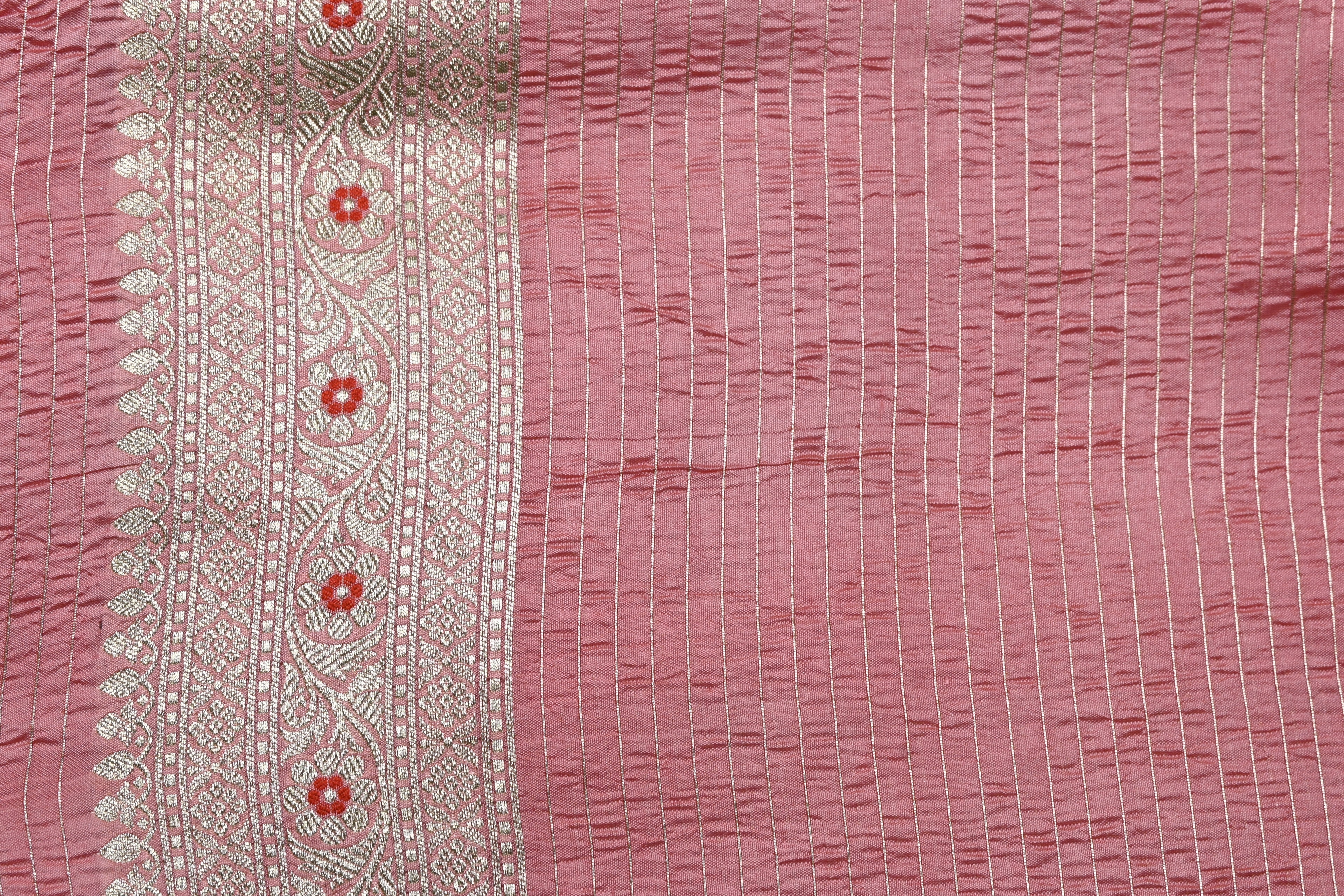 Peach Pure Banarasi Katan Silk Saree