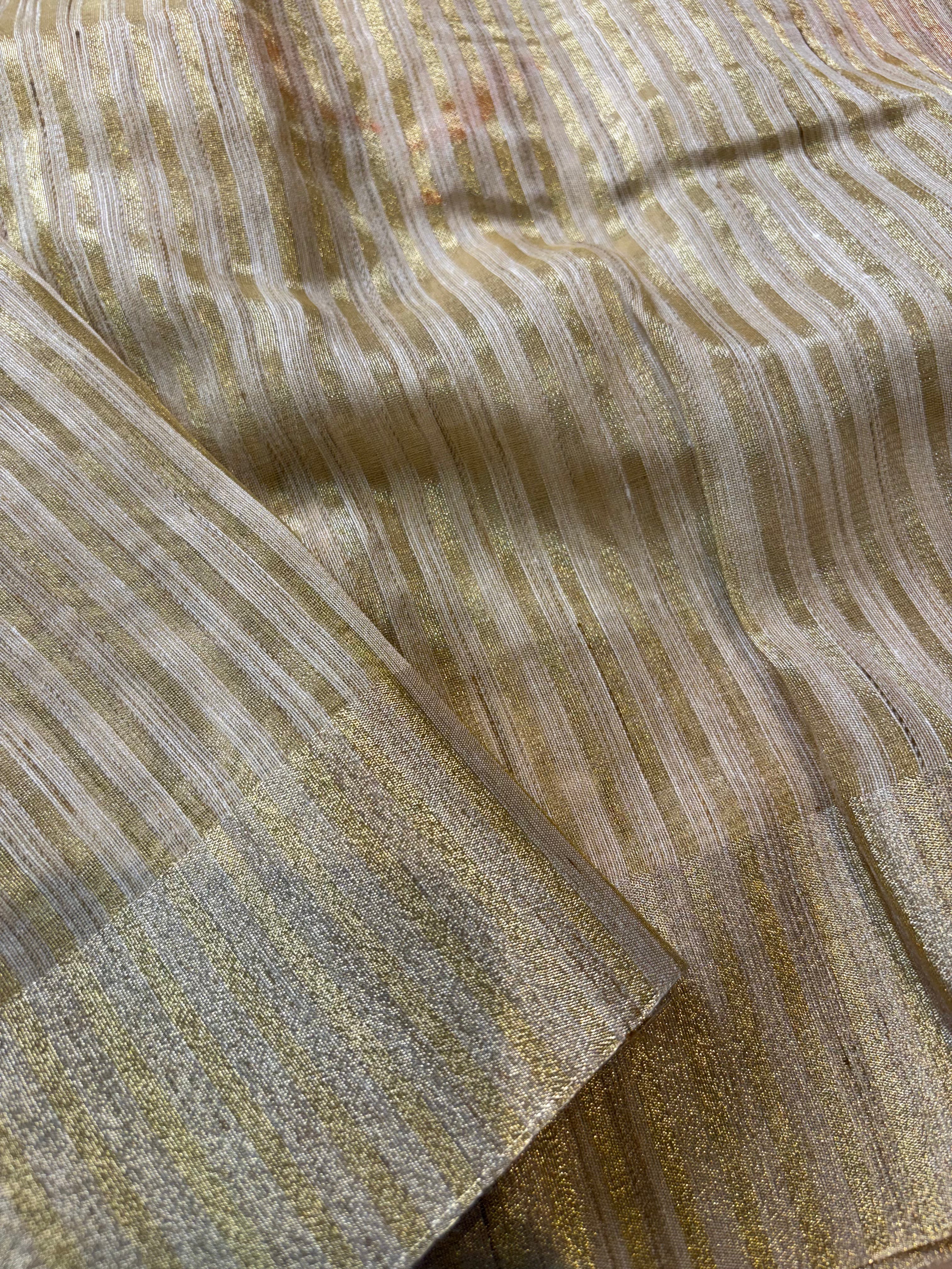 Beige Banarasi Fancy Matka Meena Saree