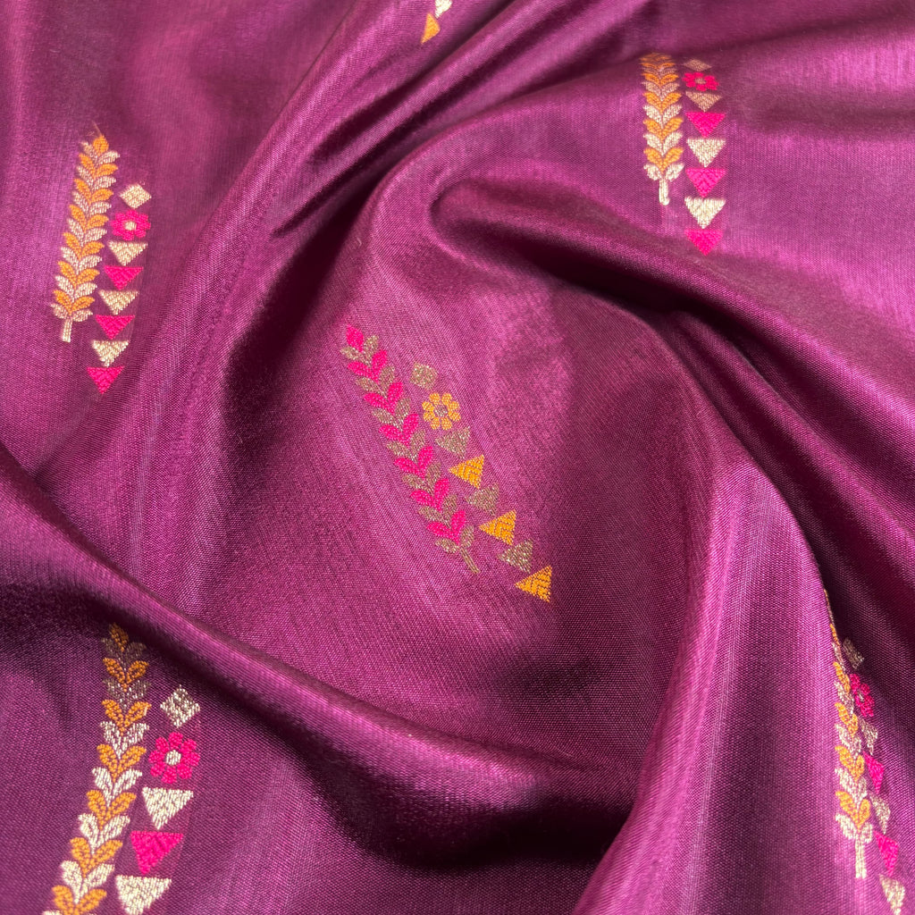 Wine Banarasi Mango Silk Saree