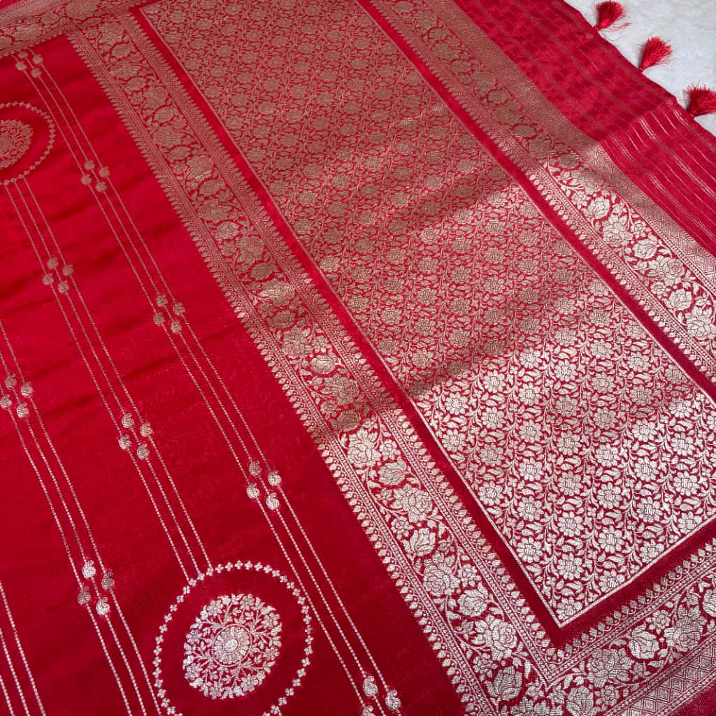 Red Banarasi Mango Silk Saree