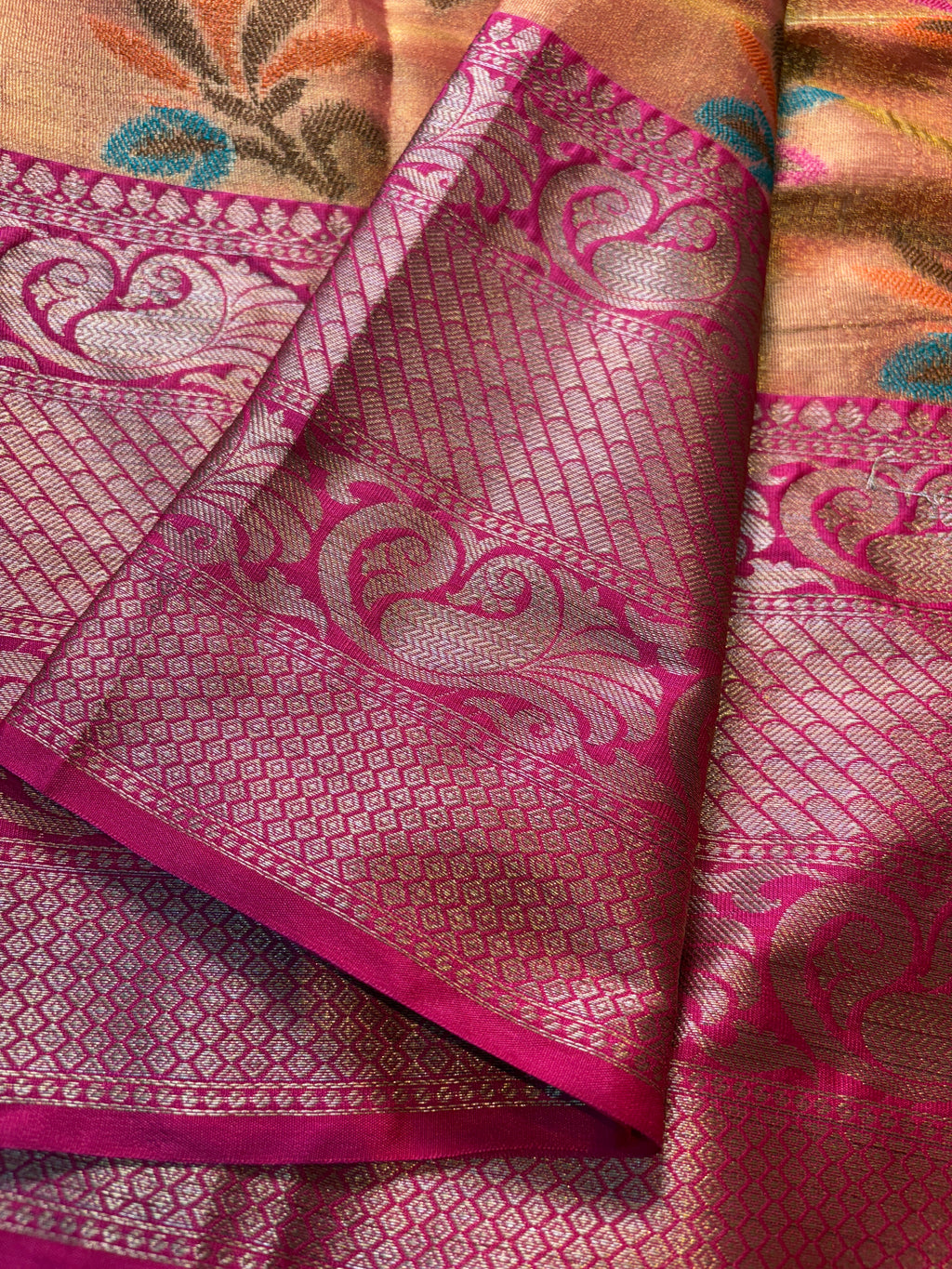 Contrast Banarasi Fancy Tissue Meena Saree