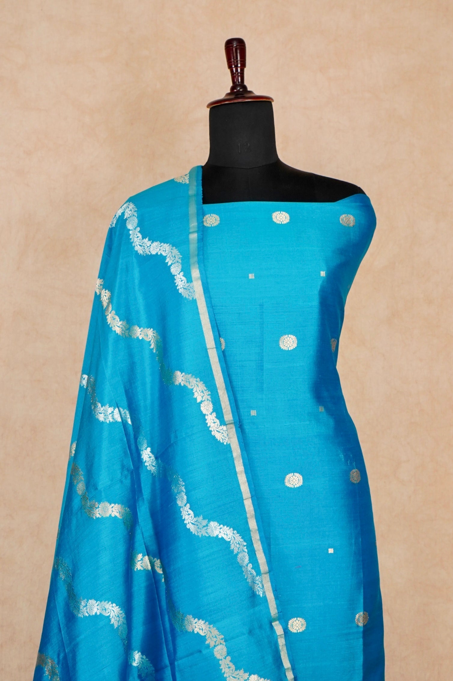 Handwoven Blue Banarasi Chiniya Silk Suit