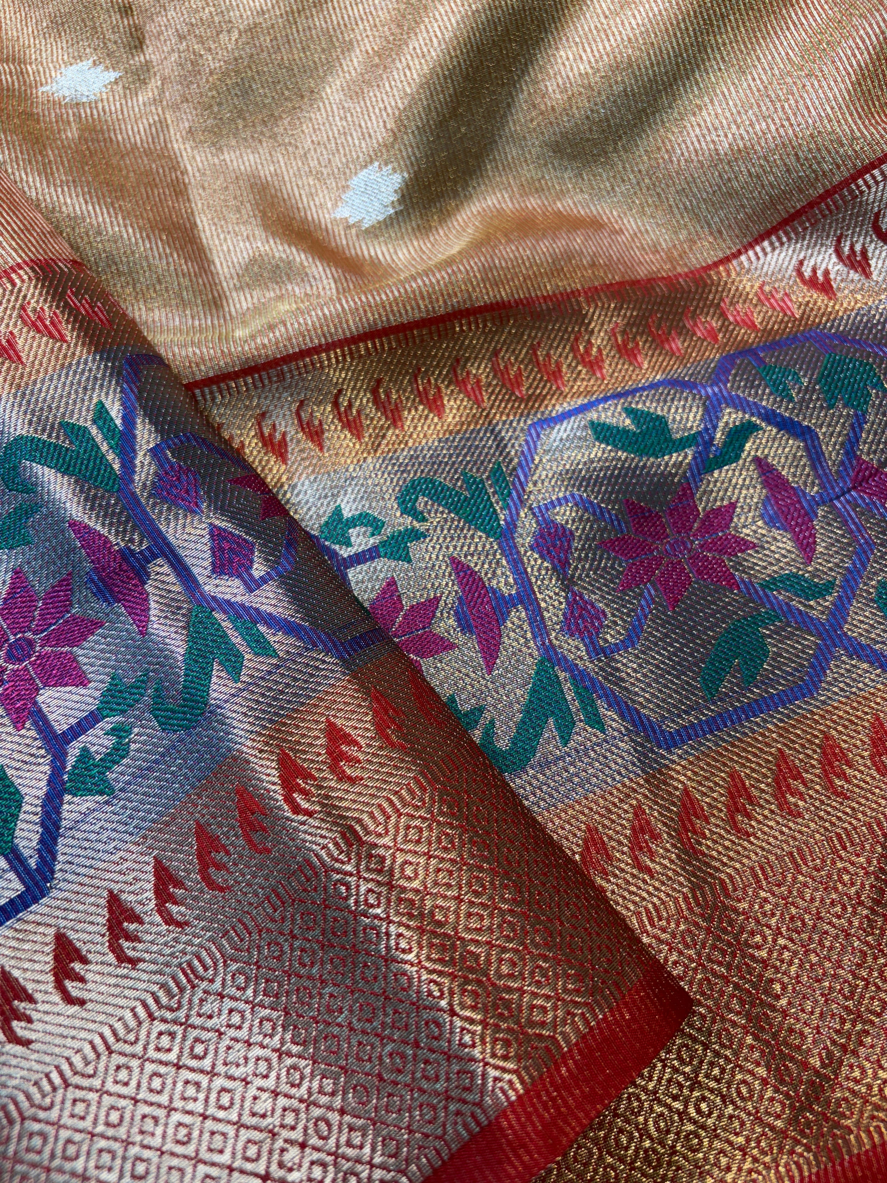 Contrast Banarasi Fancy Tissue Meena Silk Saree